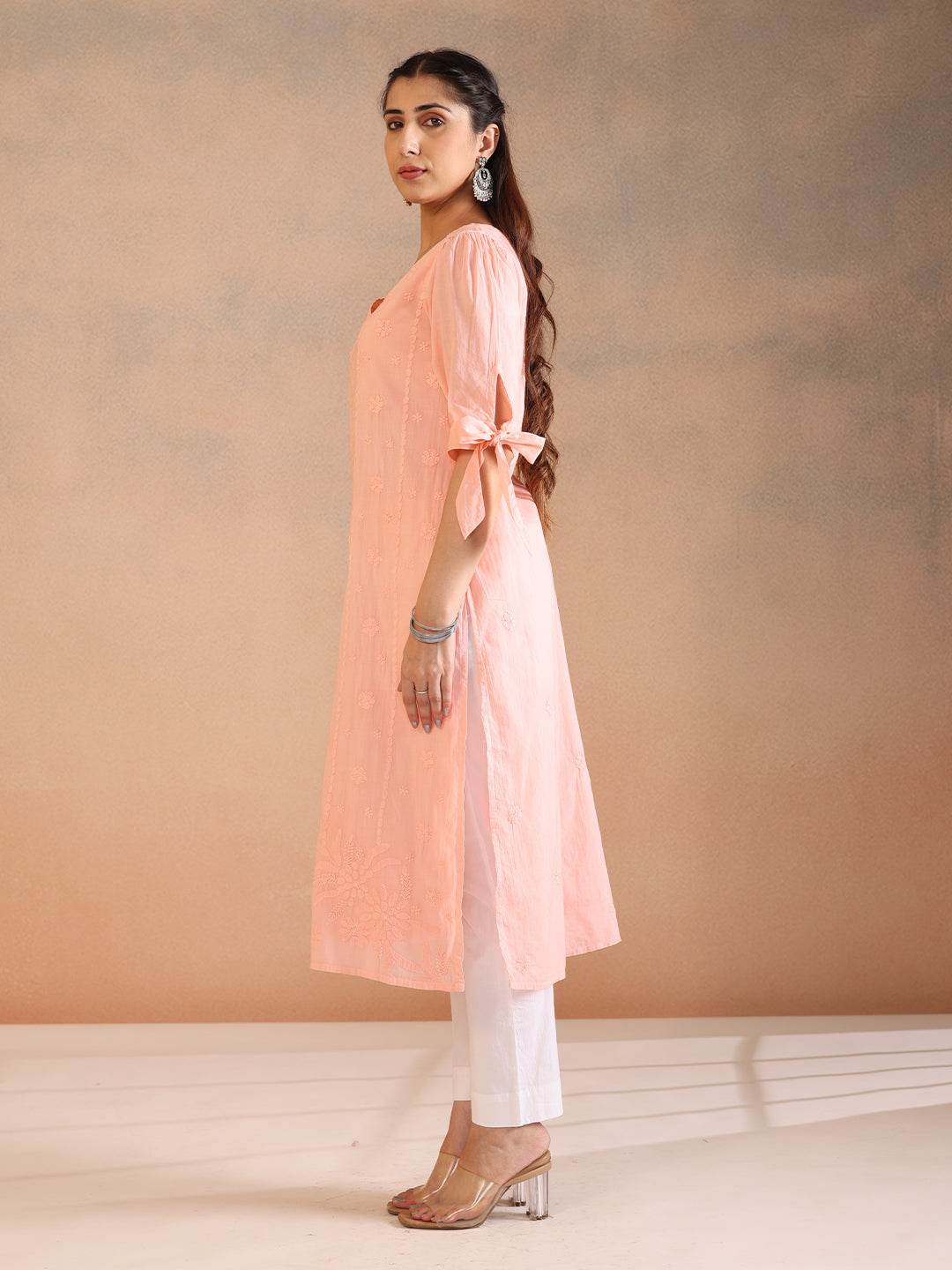 SAANJH COTTON KURTA - KRI CHIKANKARI