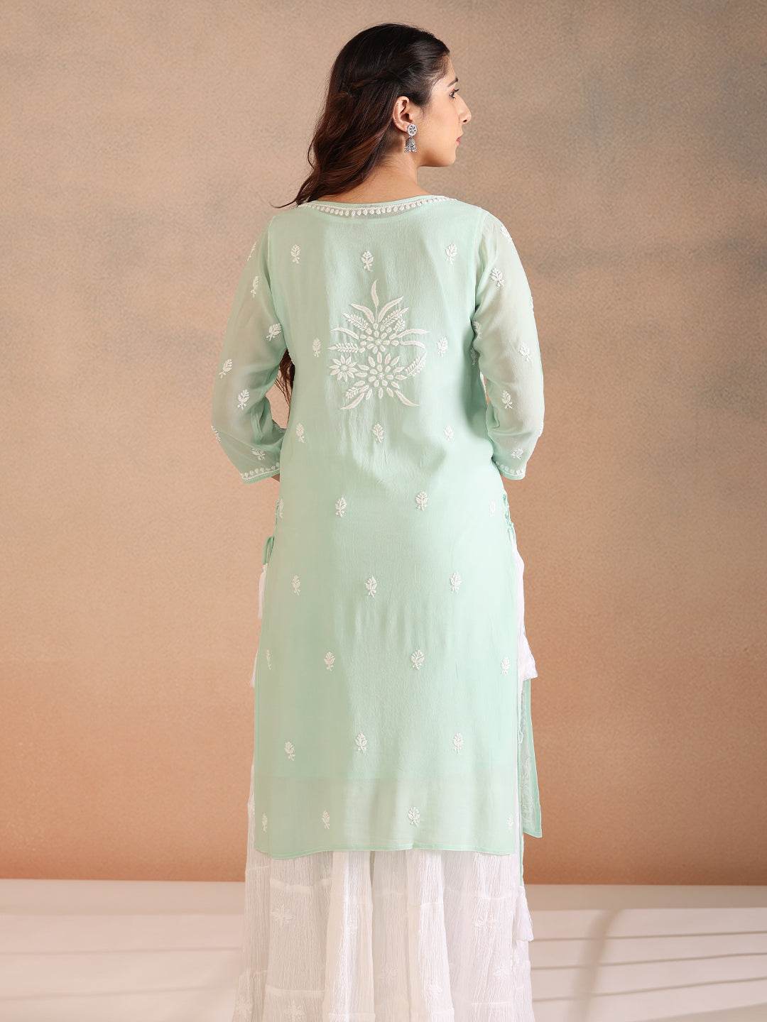 FAIHA GEORGETTE KURTA - KRI CHIKANKARI
