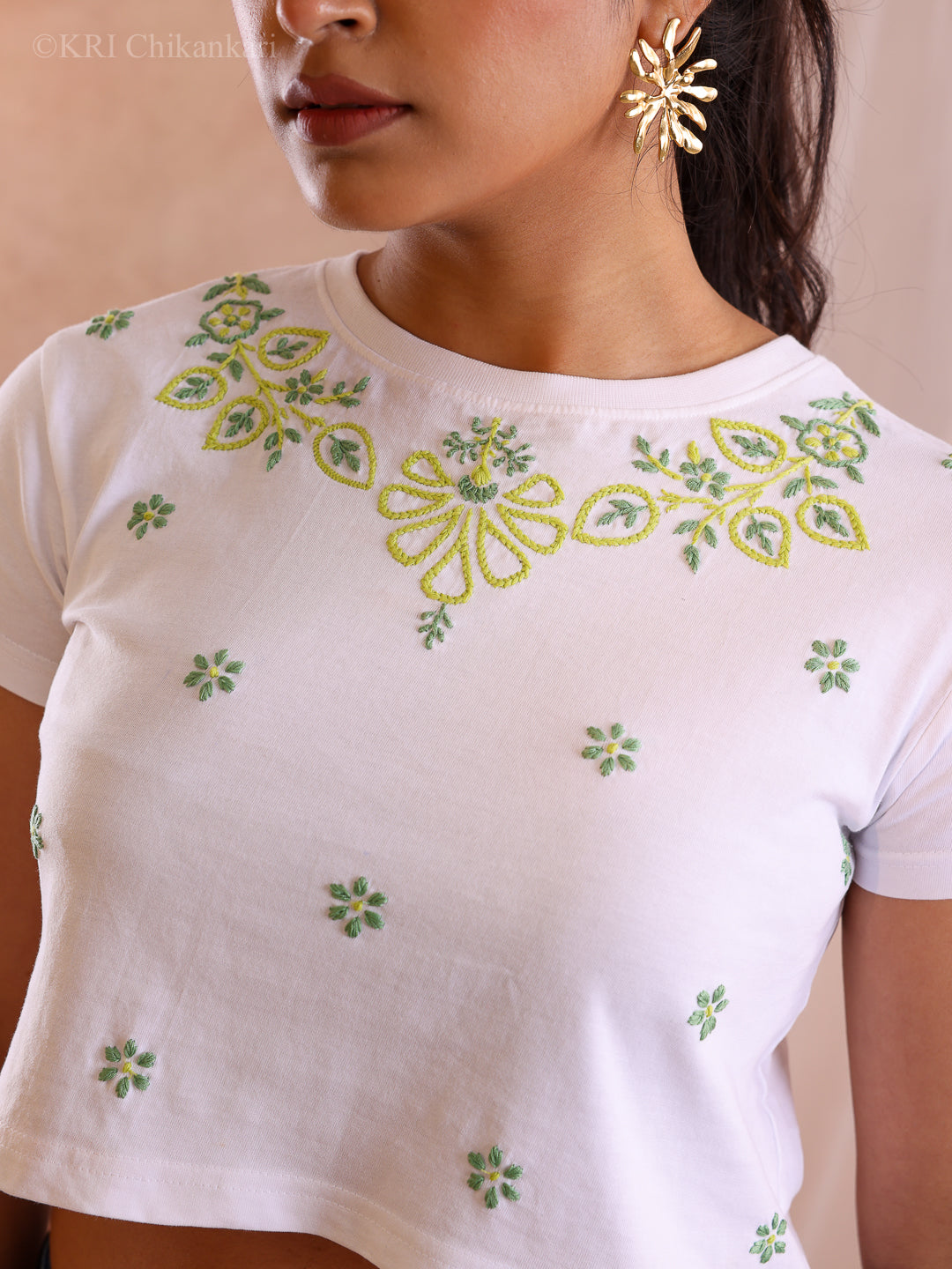RENA GREEN COTTON CROP T-SHIRT