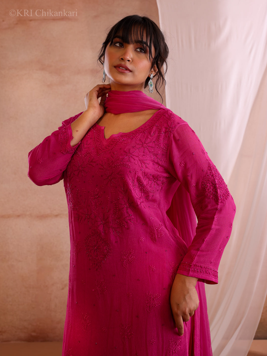RANI PLUM CREPE GEORGETTE KURTA