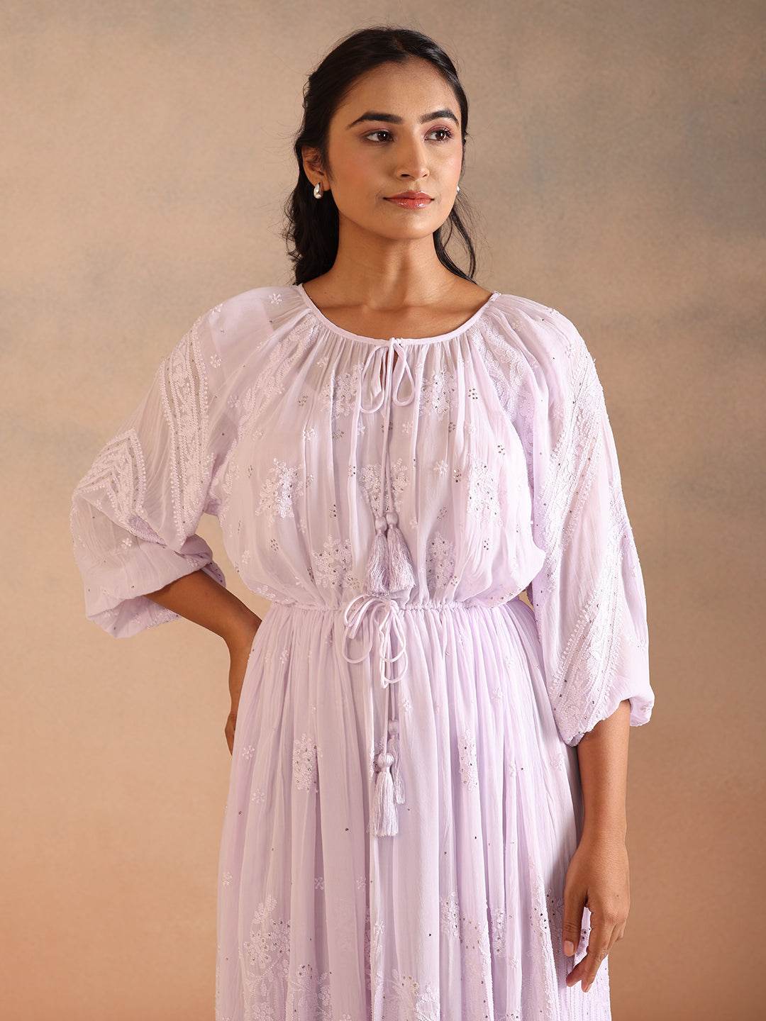 RAVINA GEORGETTE DRESS - KRI CHIKANKARI