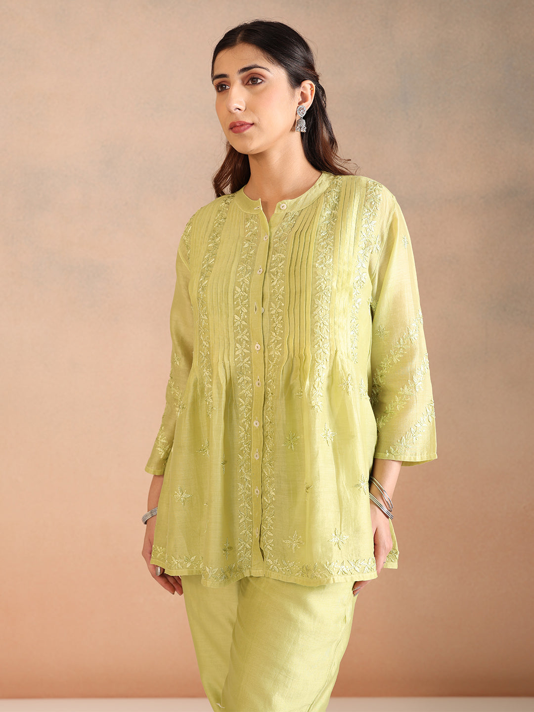 ZUBA CHANDERI GREEN CO-ORD SET