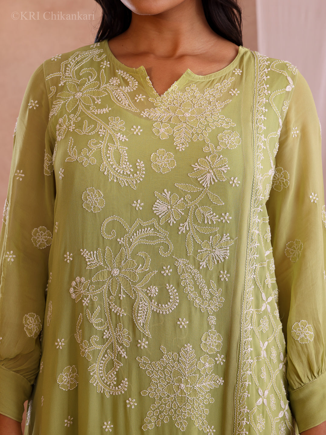 RINA PISTA GREEN GEORGETTE DRESS