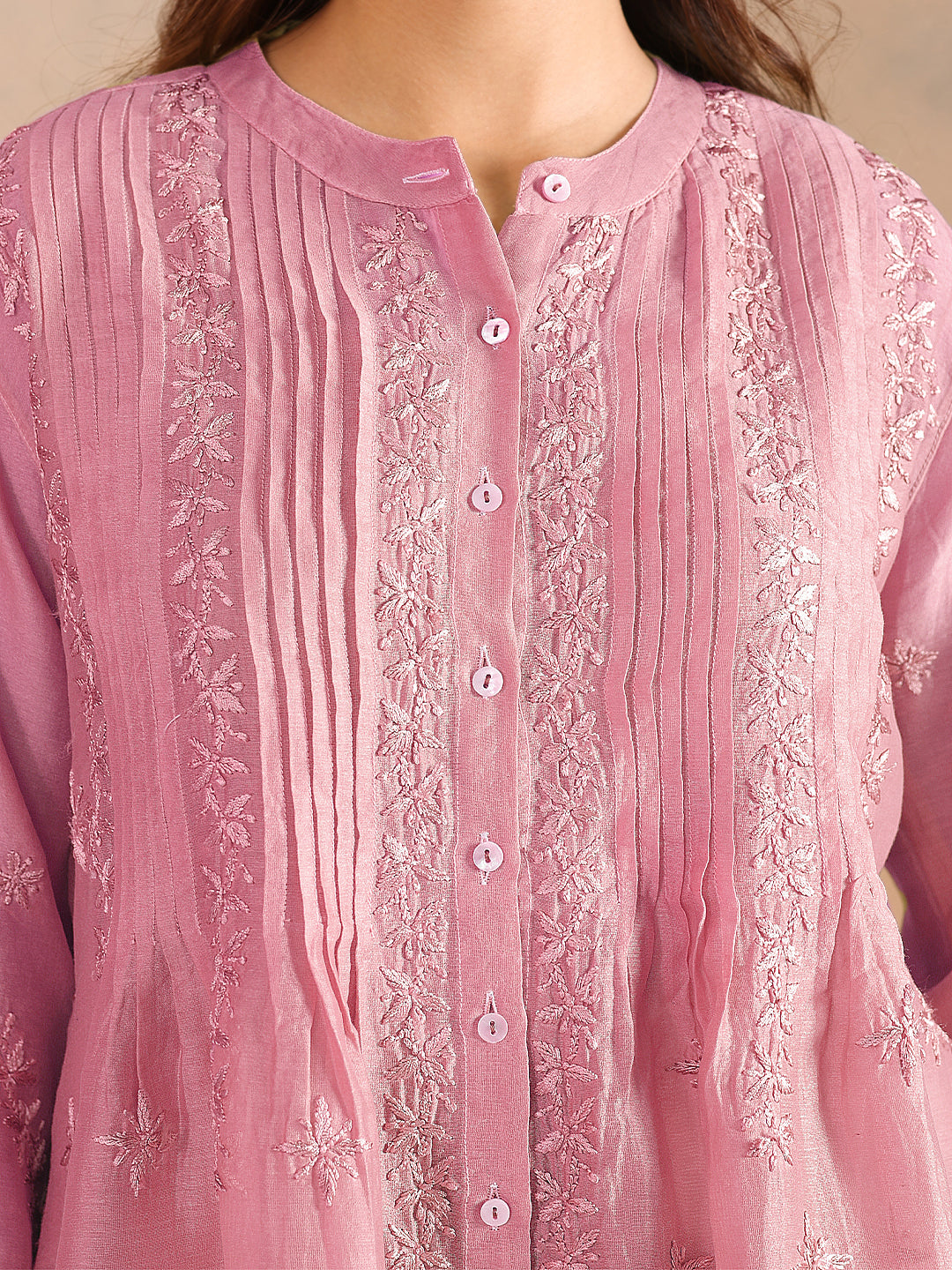 ZUBA CHANDERI PINK CO-ORD SET