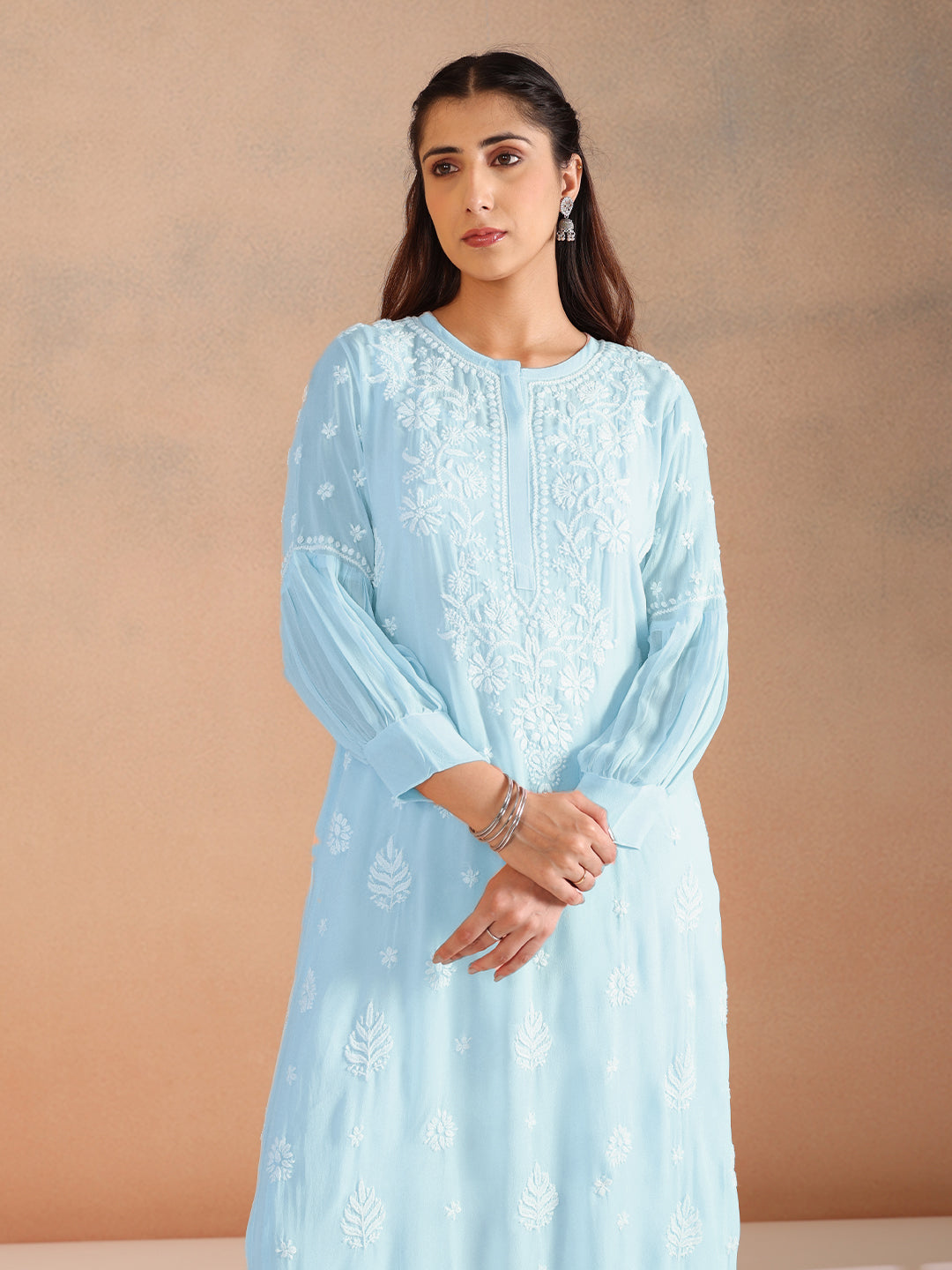NILOFER GEORGETTE BLUE KURTA