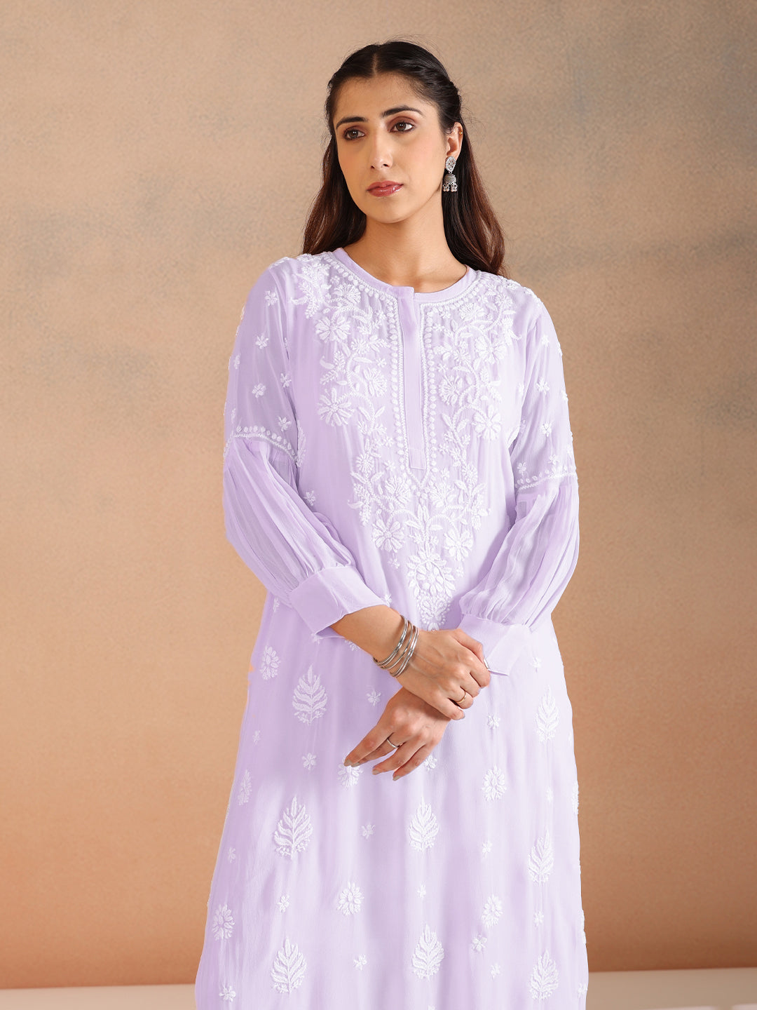 NILOFER GEORGETTE PURPLE KURTA