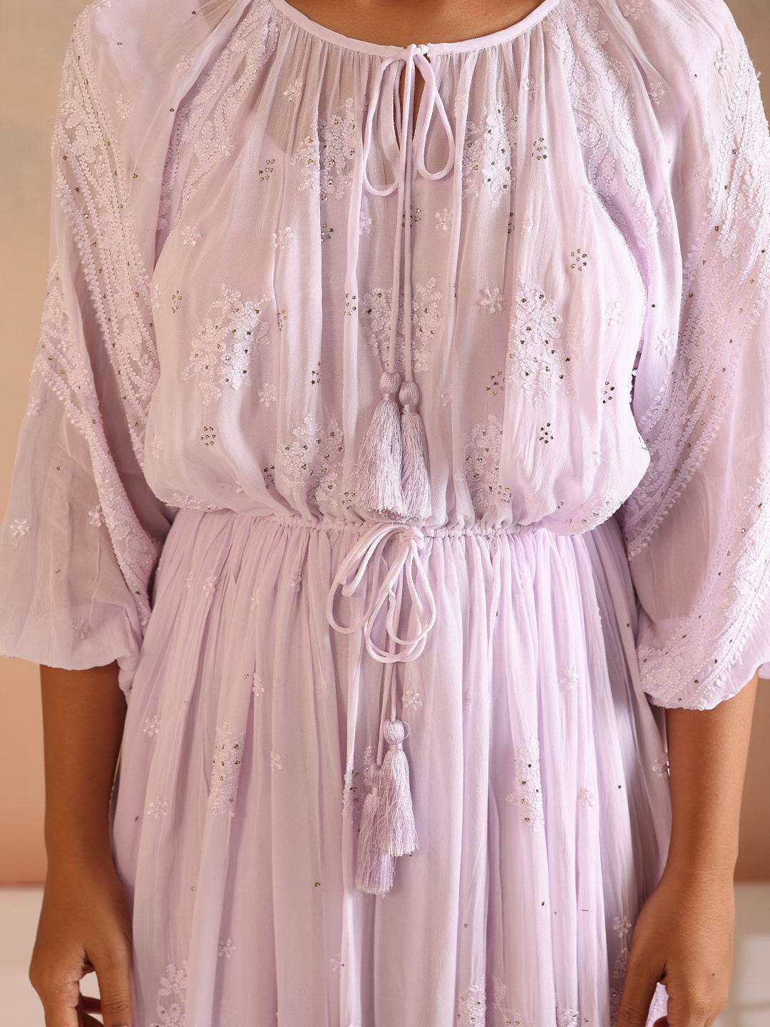 RAVINA GEORGETTE DRESS - KRI CHIKANKARI