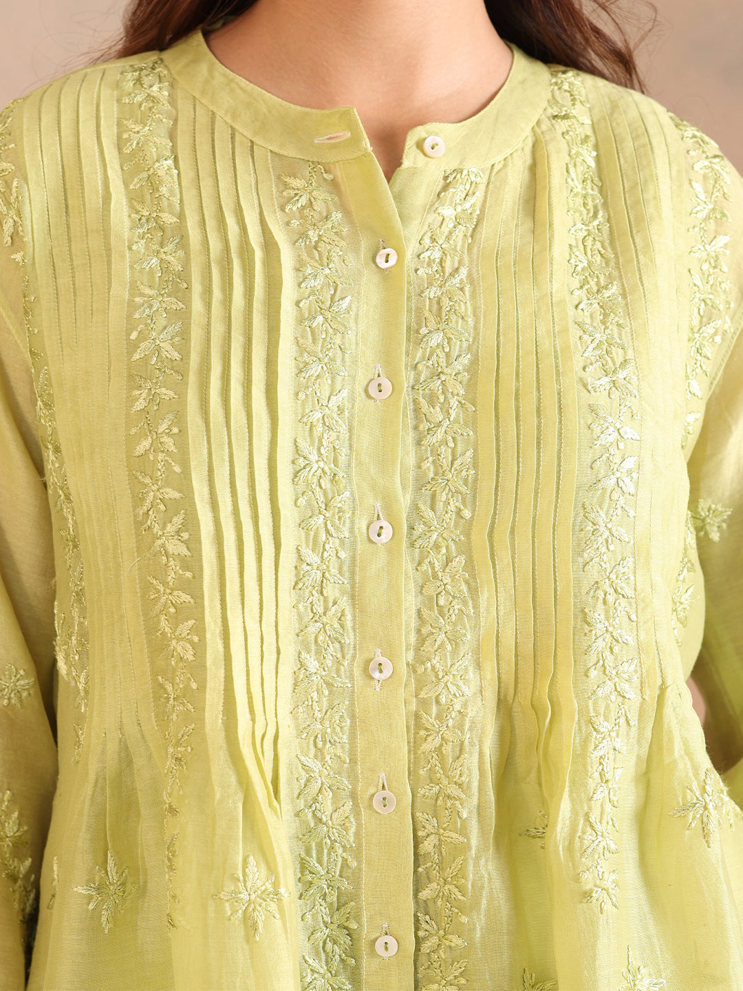 ZUBA CHANDERI GREEN CO-ORD SET