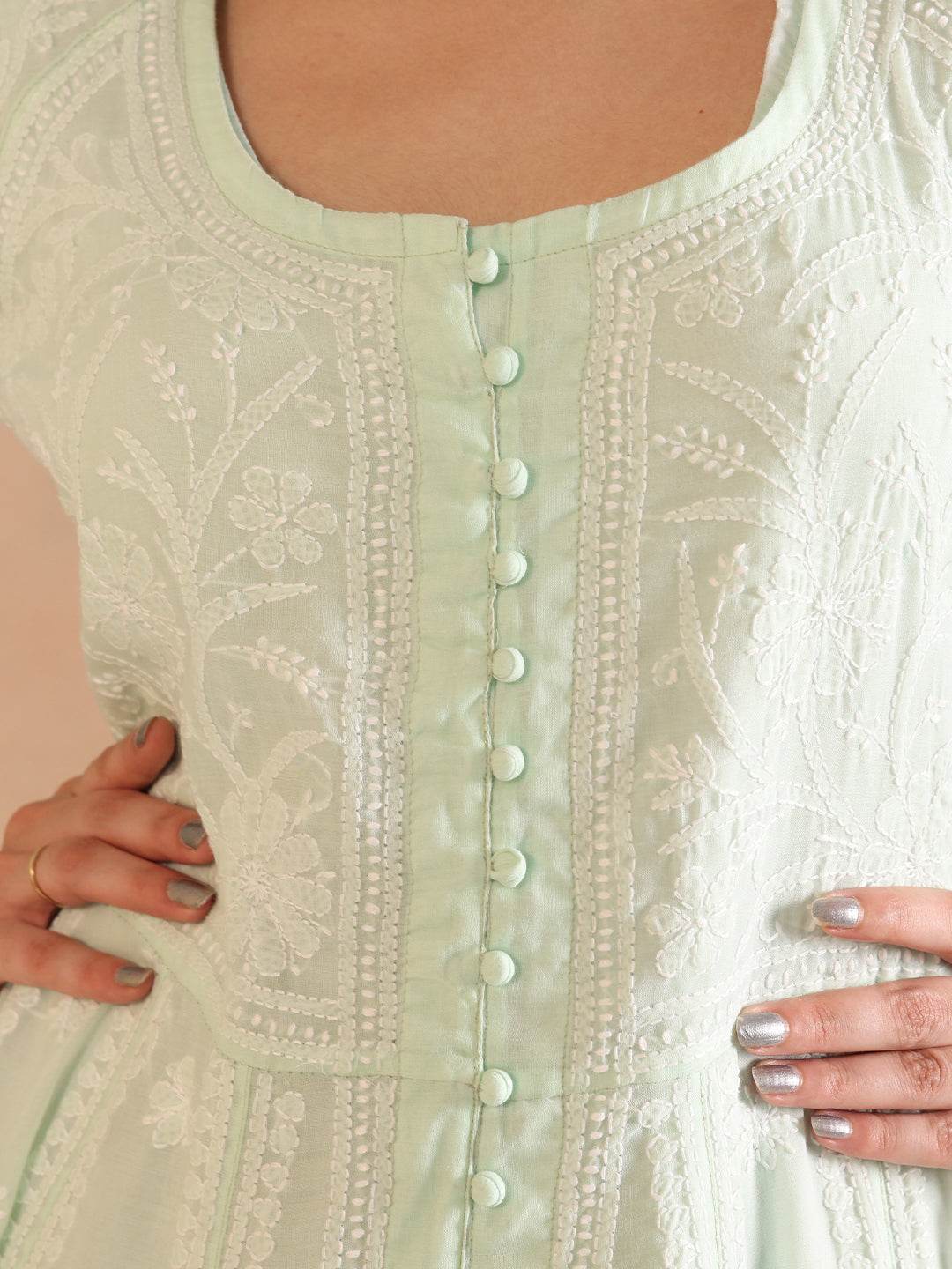 ANOKHI COTTON ANARKALI - KRI CHIKANKARI