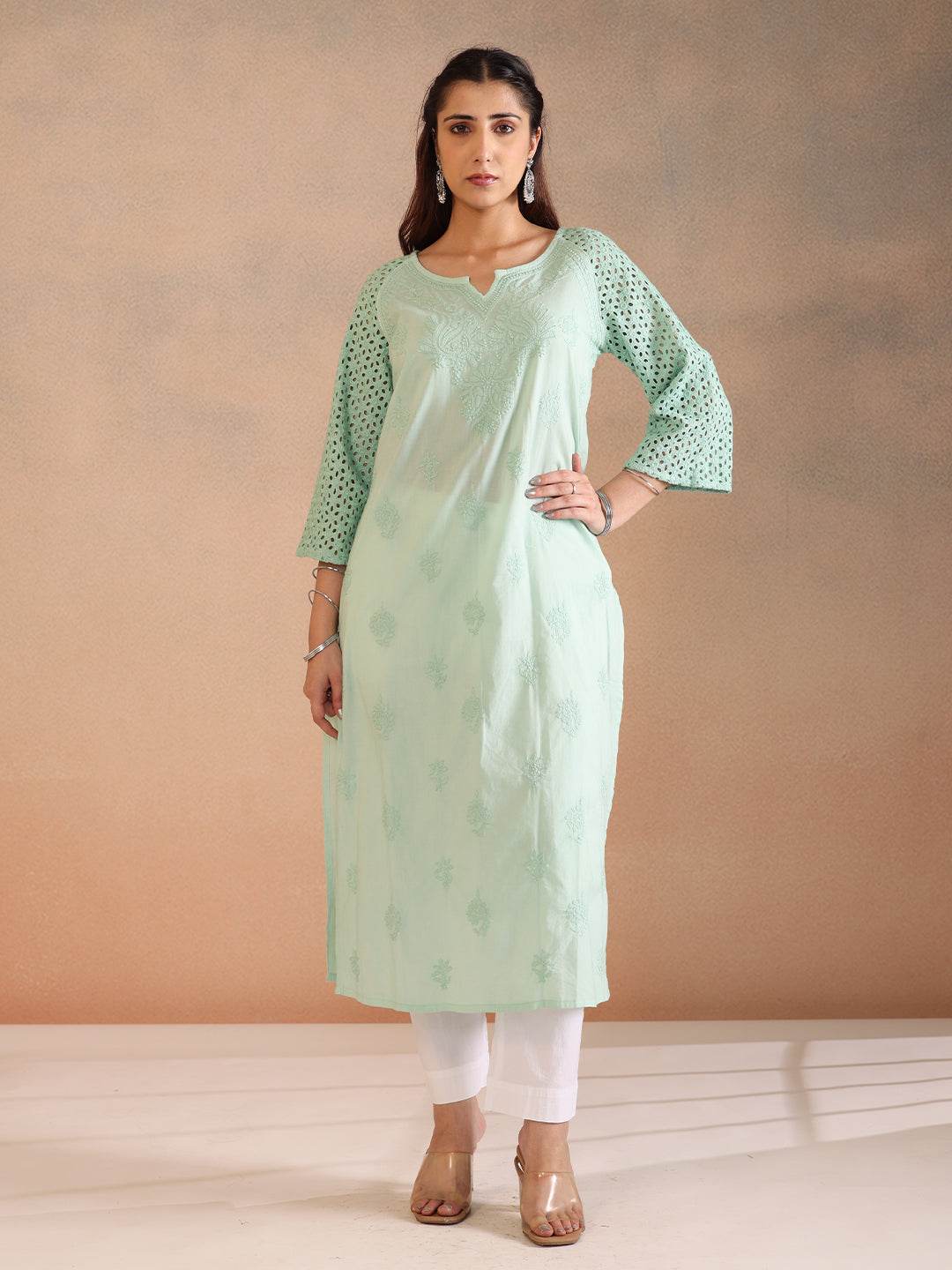 MINAAR COTTON KURTA - KRI CHIKANKARI