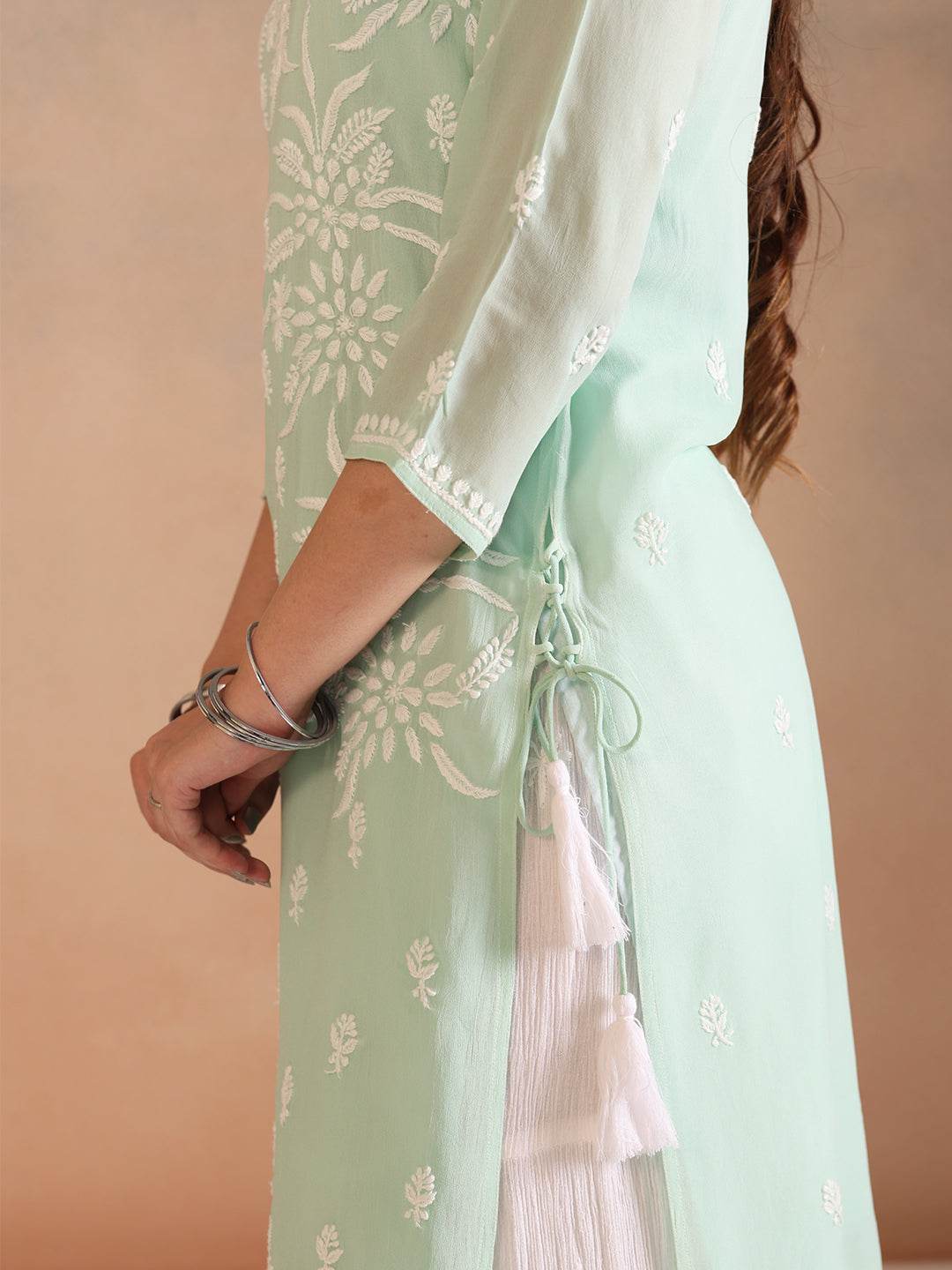 FAIHA GEORGETTE KURTA - KRI CHIKANKARI