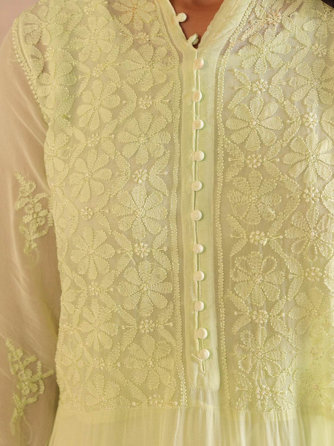 ZAHA GEORGETTE KURTA - KRI CHIKANKARI