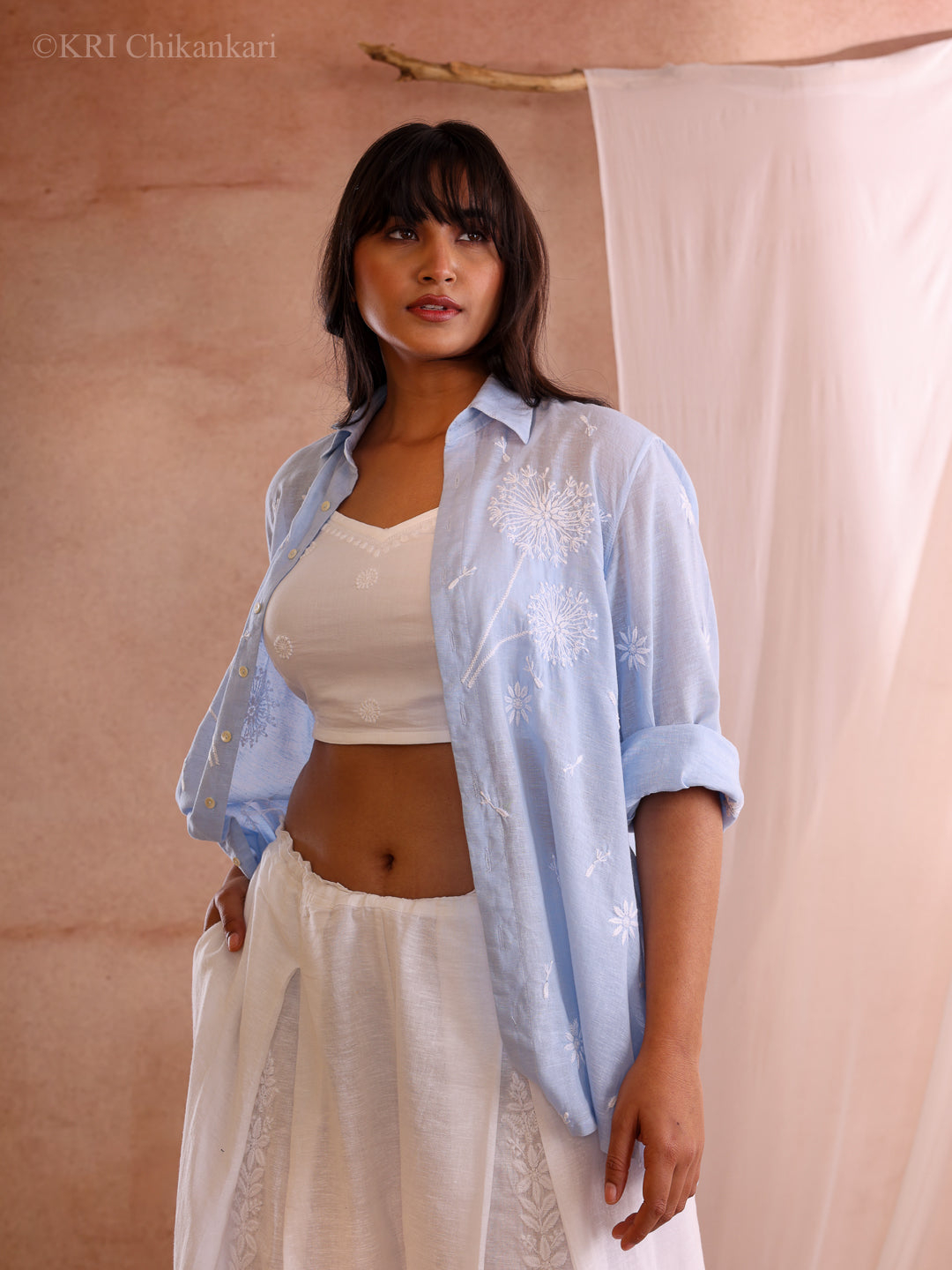 DELA BLUE COTTON BLEND SHIRT