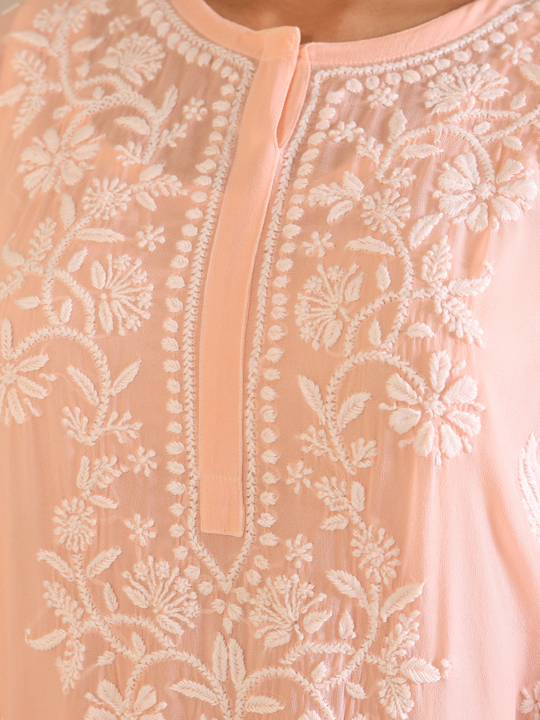 NILOFER GEORGETTE PEACH KURTA