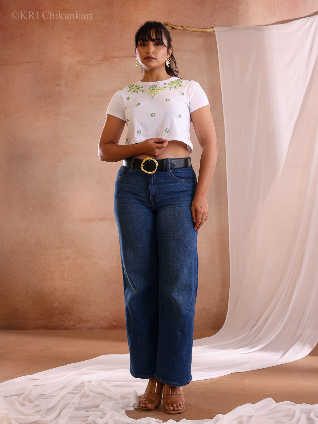 RENA GREEN COTTON CROP T-SHIRT