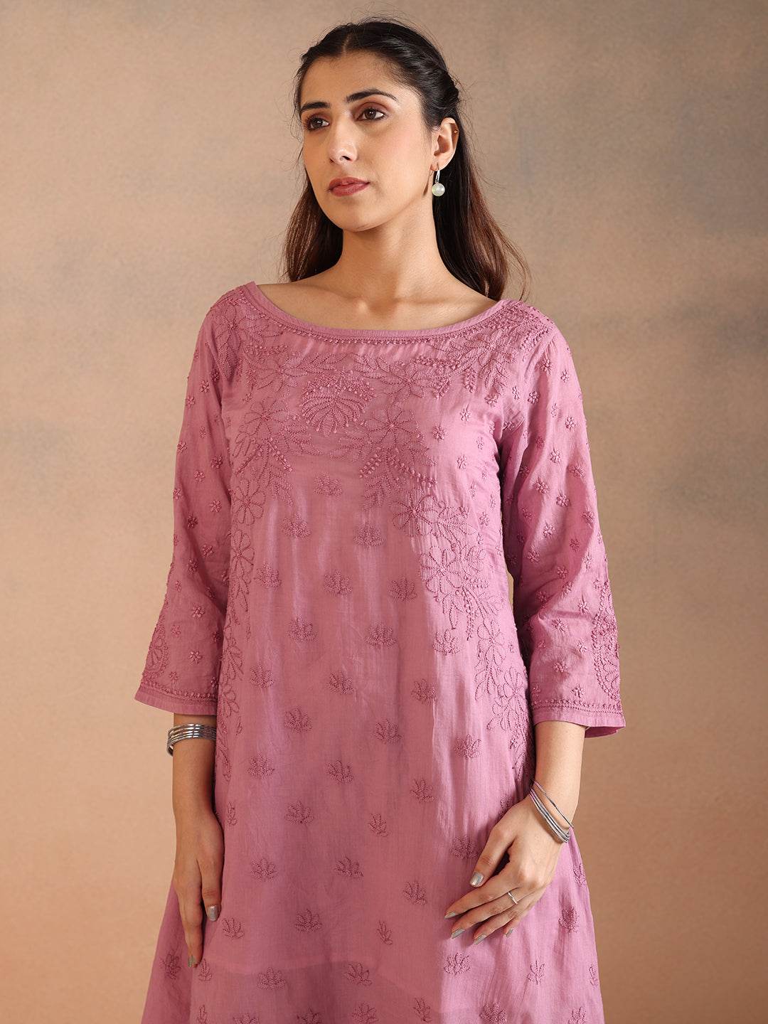 YASRA MULMUL DRESS - KRI CHIKANKARI