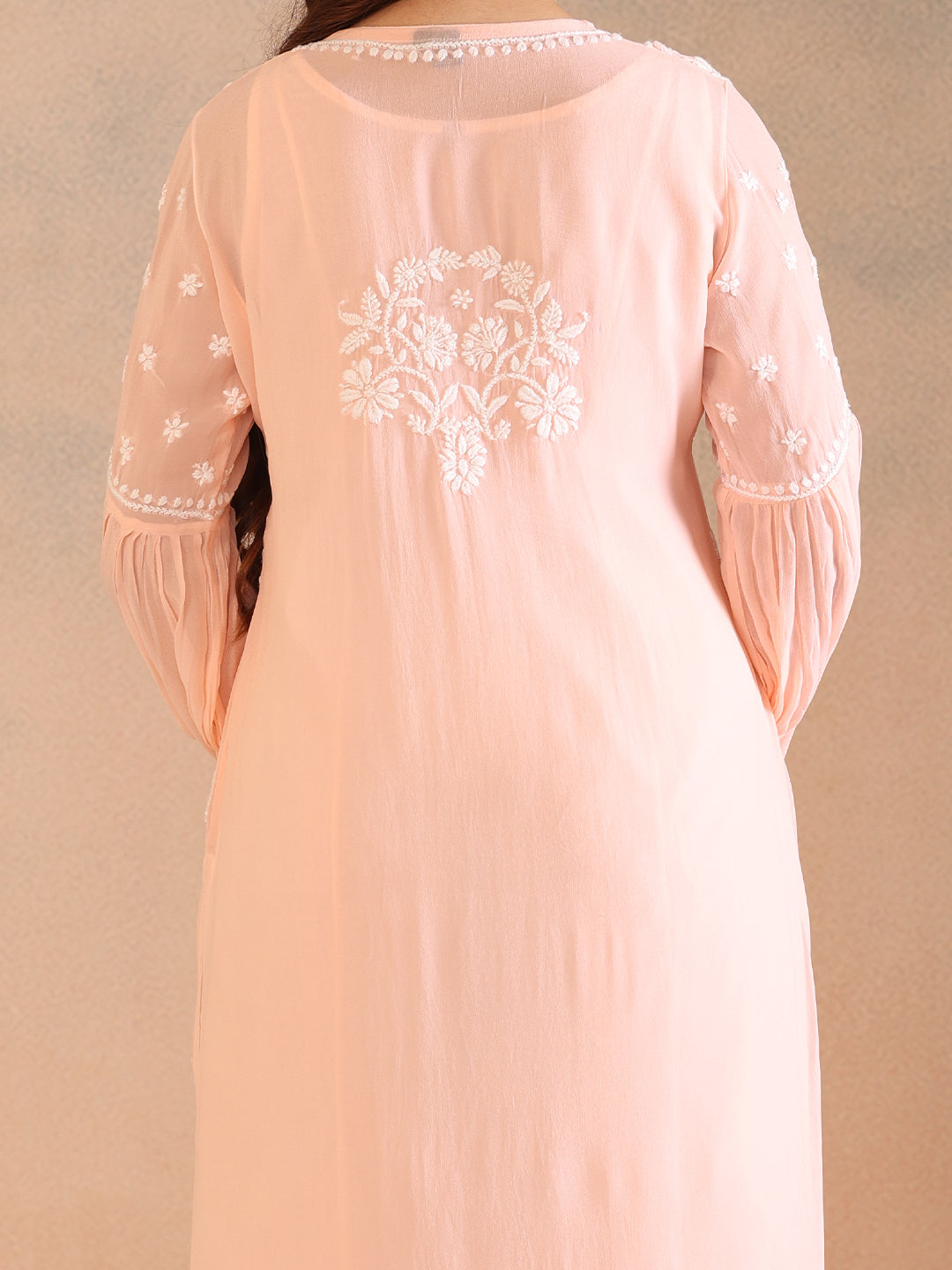 NILOFER GEORGETTE PEACH KURTA