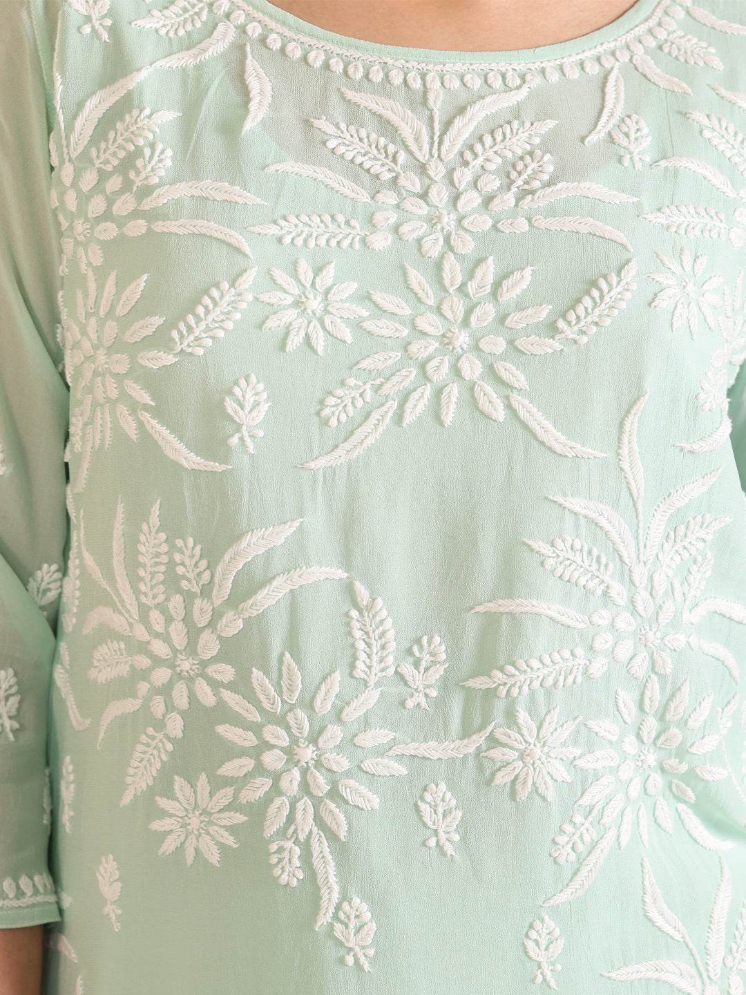 FAIHA GEORGETTE KURTA - KRI CHIKANKARI