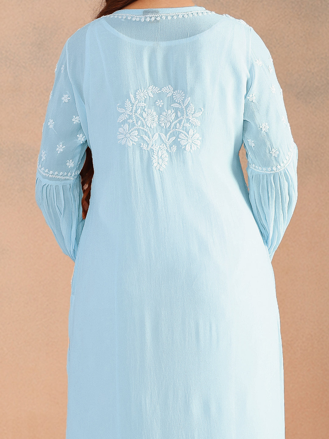 NILOFER GEORGETTE BLUE KURTA