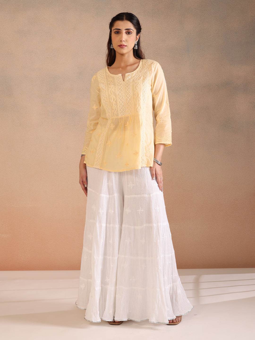 SAHRA MULMUL TOP - KRI CHIKANKARI