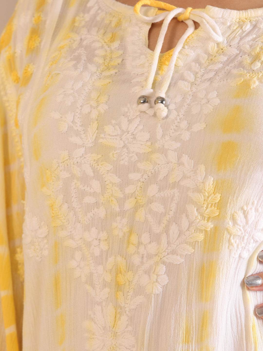 LEHER RAYON DRESS - KRI CHIKANKARI