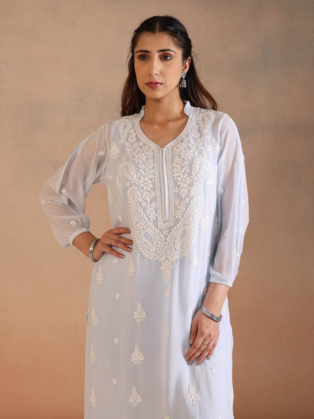 NEERA GEORGETTE KURTA - KRI CHIKANKARI