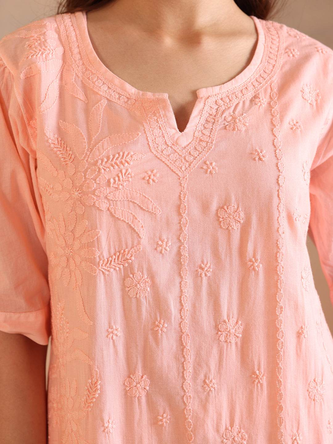 SAANJH COTTON KURTA - KRI CHIKANKARI