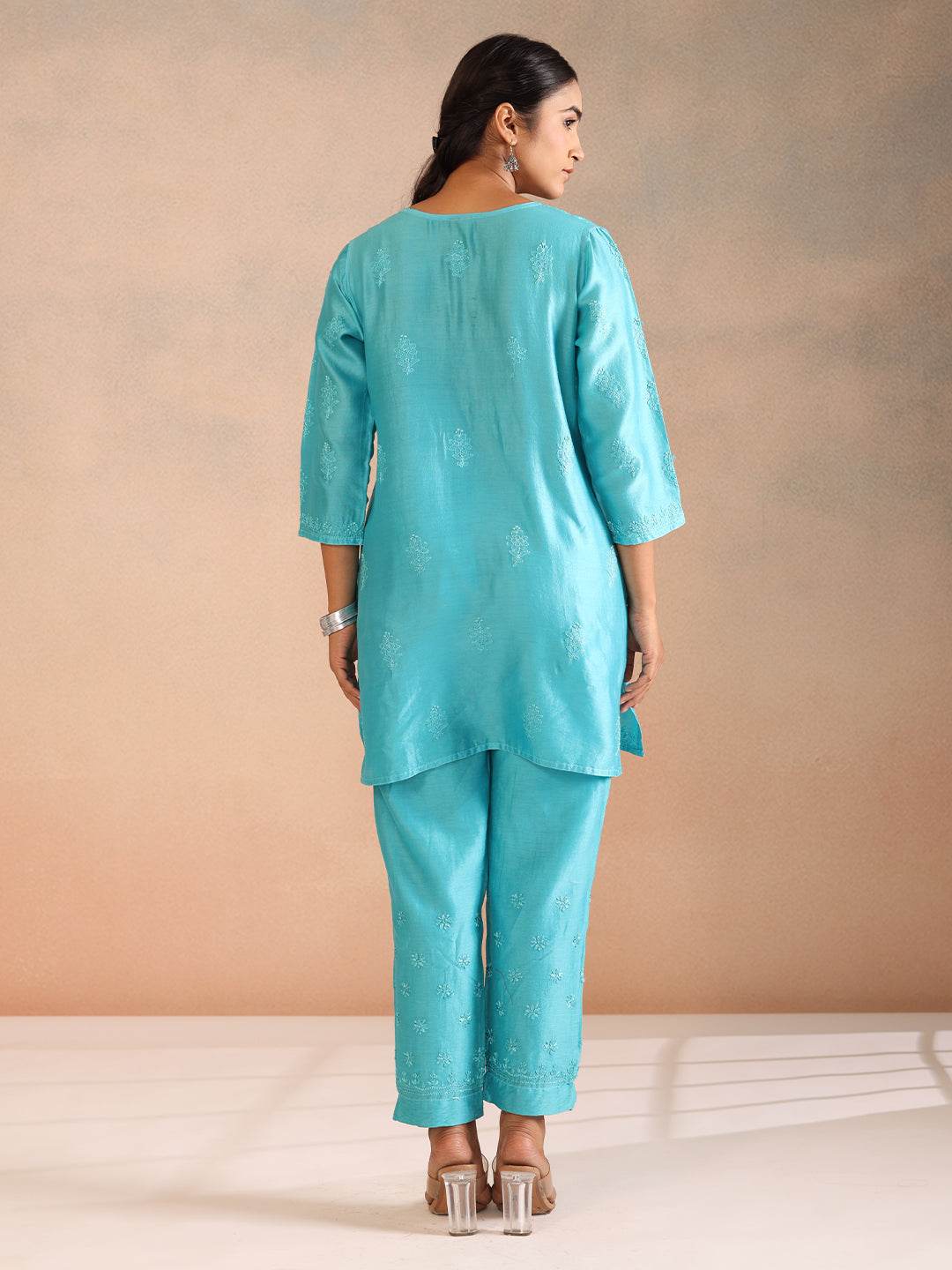 NIDA CHANDERI CO-ORD SET - KRI CHIKANKARI