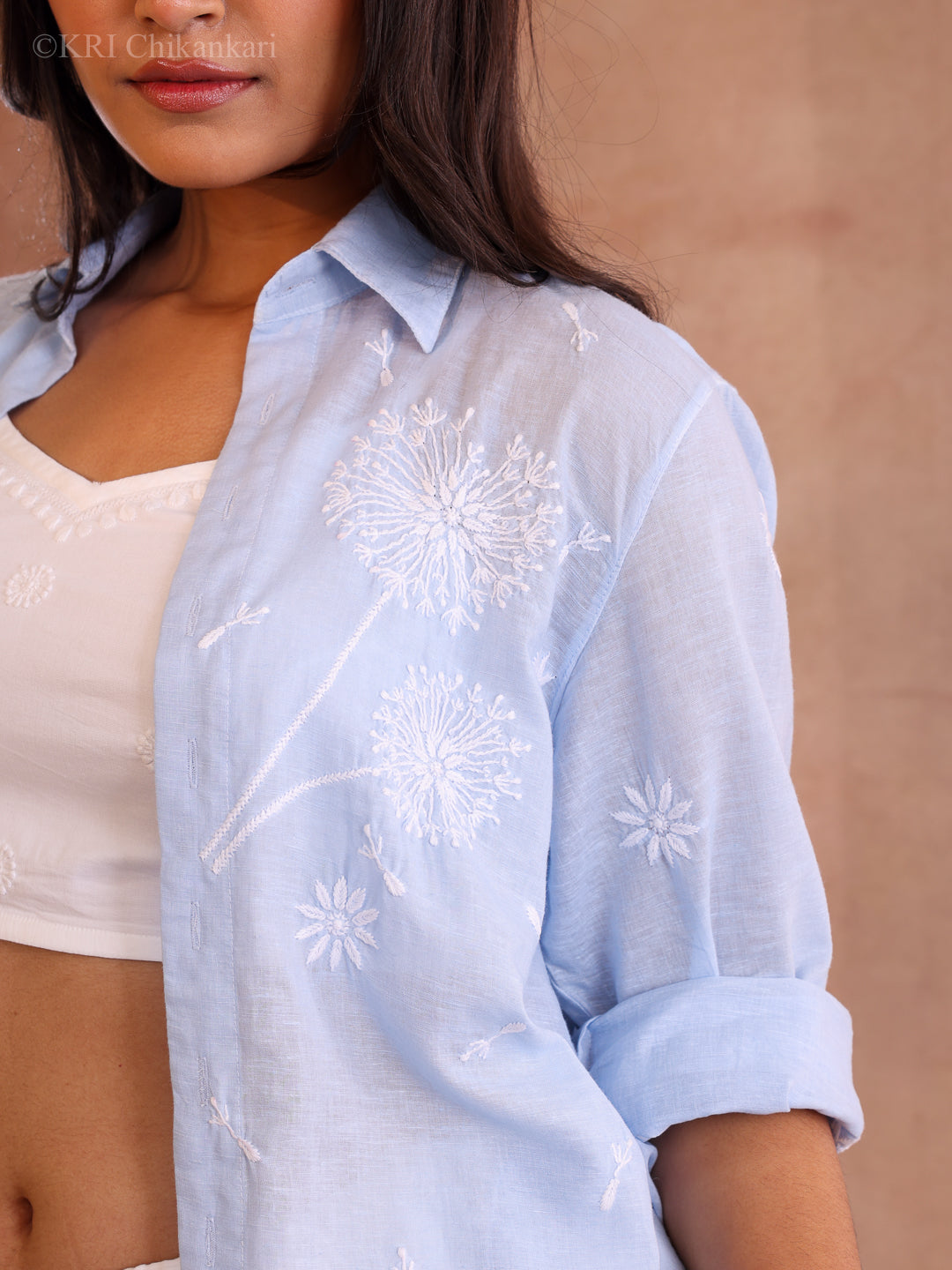 DELA BLUE COTTON BLEND SHIRT