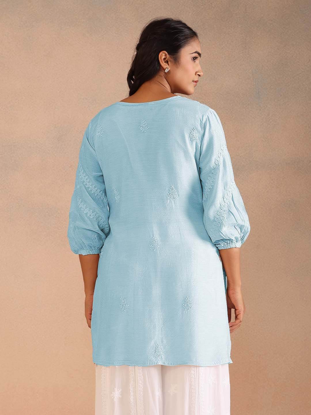 ABIRA MUSLIN TOP - KRI CHIKANKARI