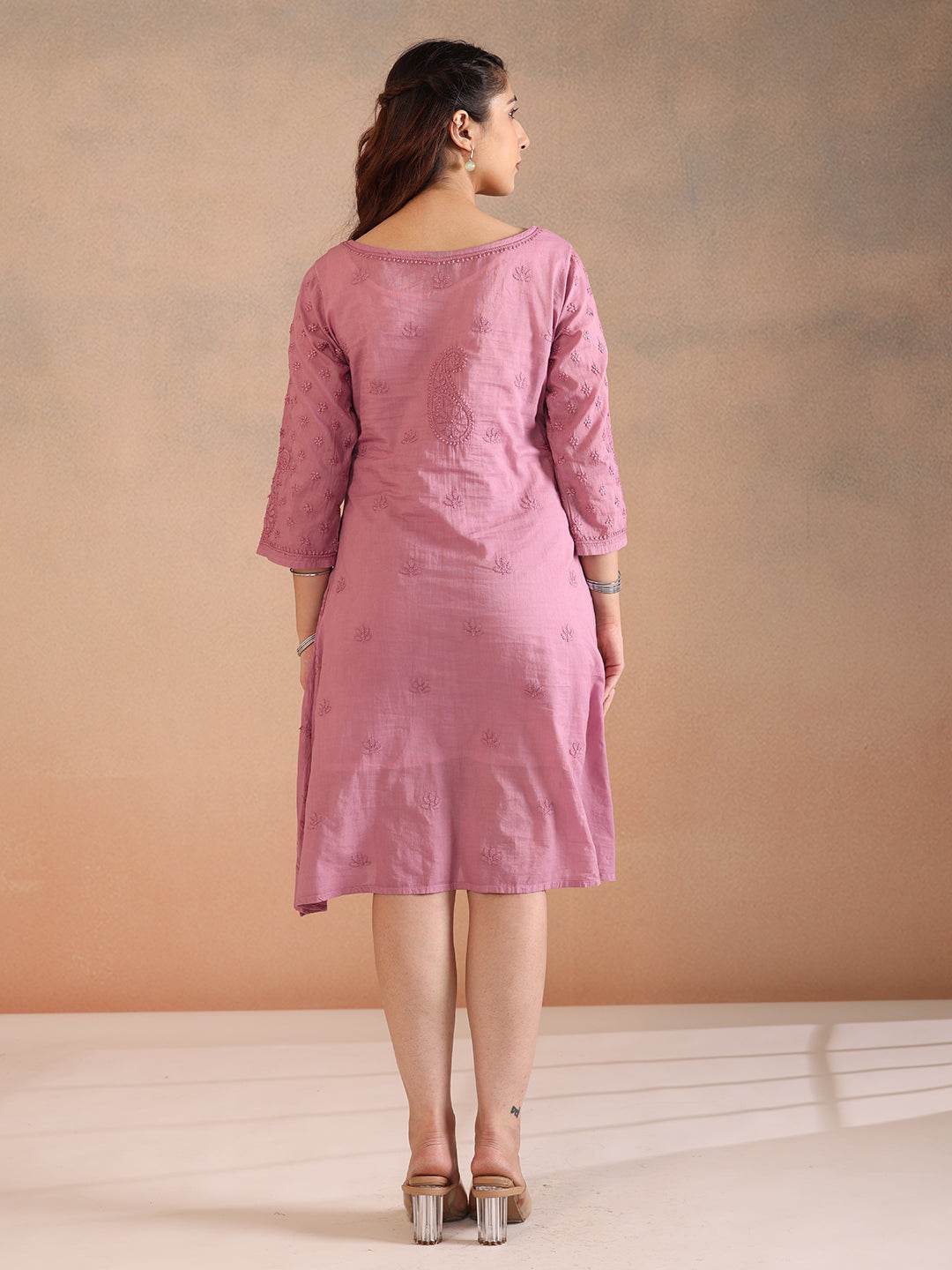 YASRA MULMUL DRESS - KRI CHIKANKARI