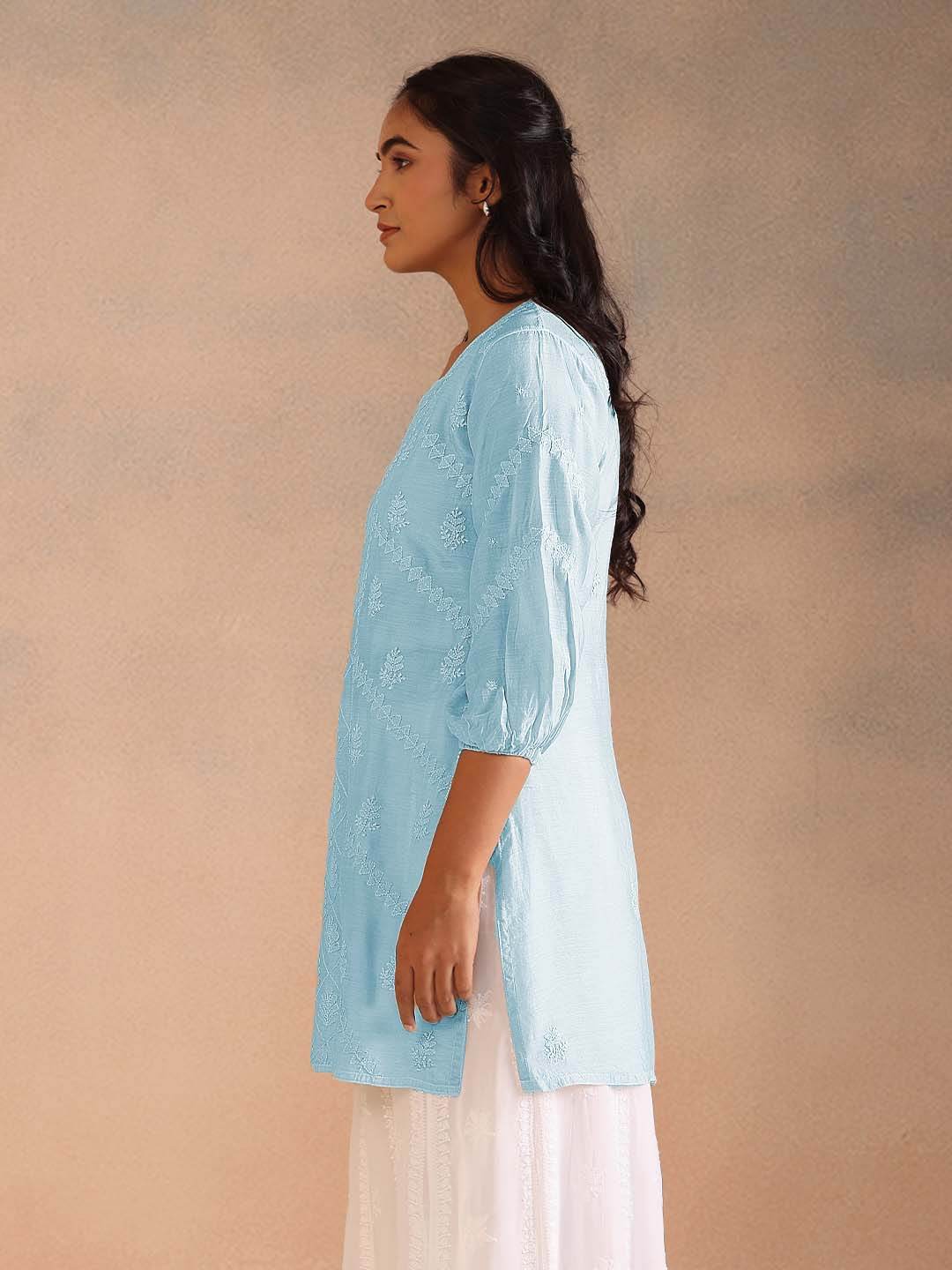ABIRA MUSLIN TOP - KRI CHIKANKARI