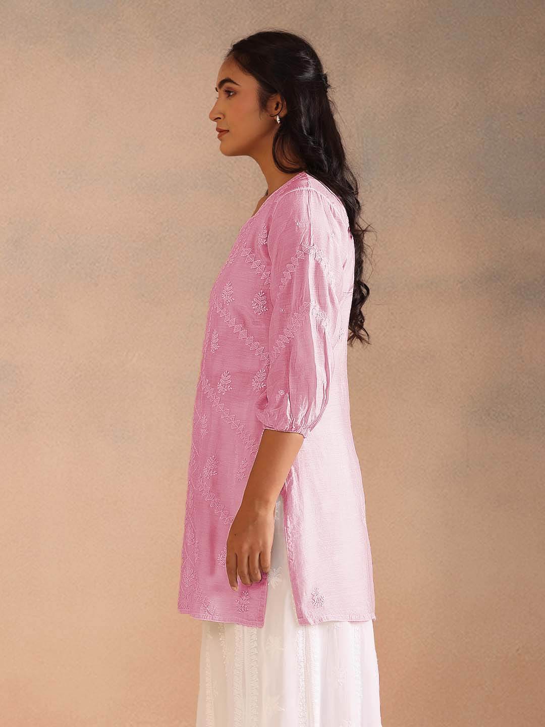 ABIRA MUSLIN TOP - KRI CHIKANKARI