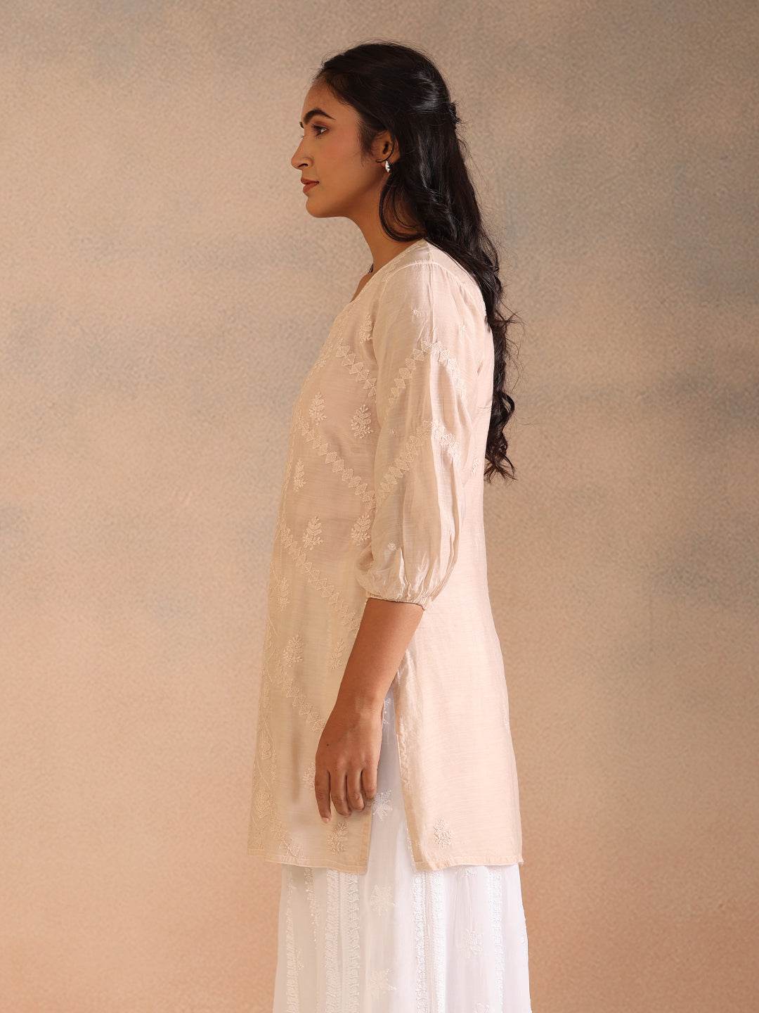 ABIRA MUSLIN TOP - KRI CHIKANKARI