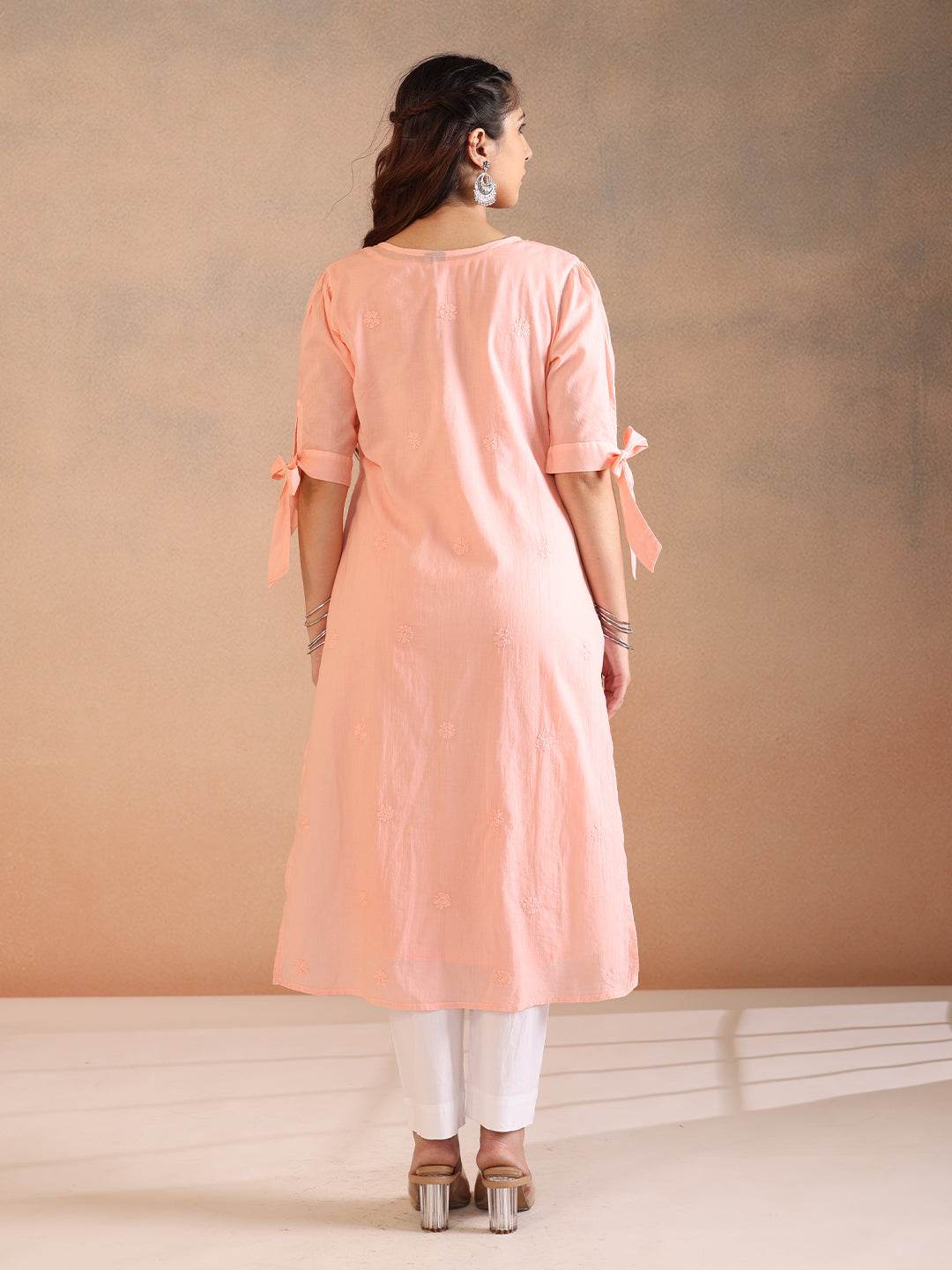 SAANJH COTTON KURTA - KRI CHIKANKARI