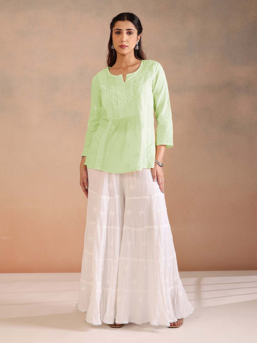 SAHRA MULMUL NEON GREEN TOP