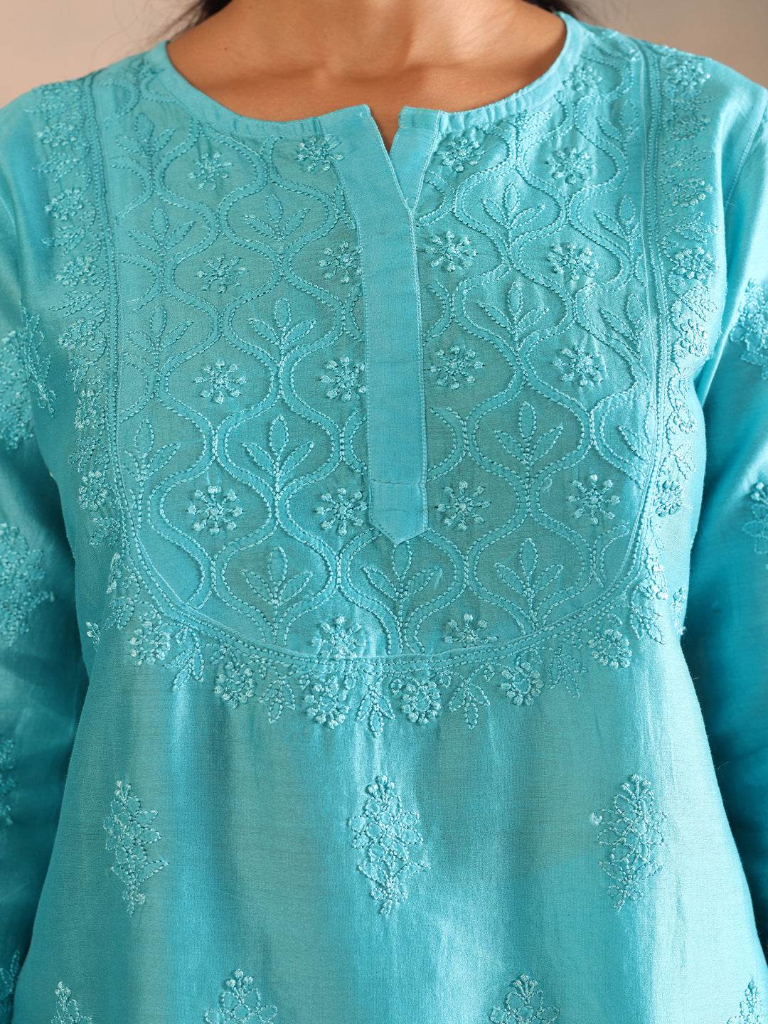 NIDA CHANDERI CO-ORD SET - KRI CHIKANKARI