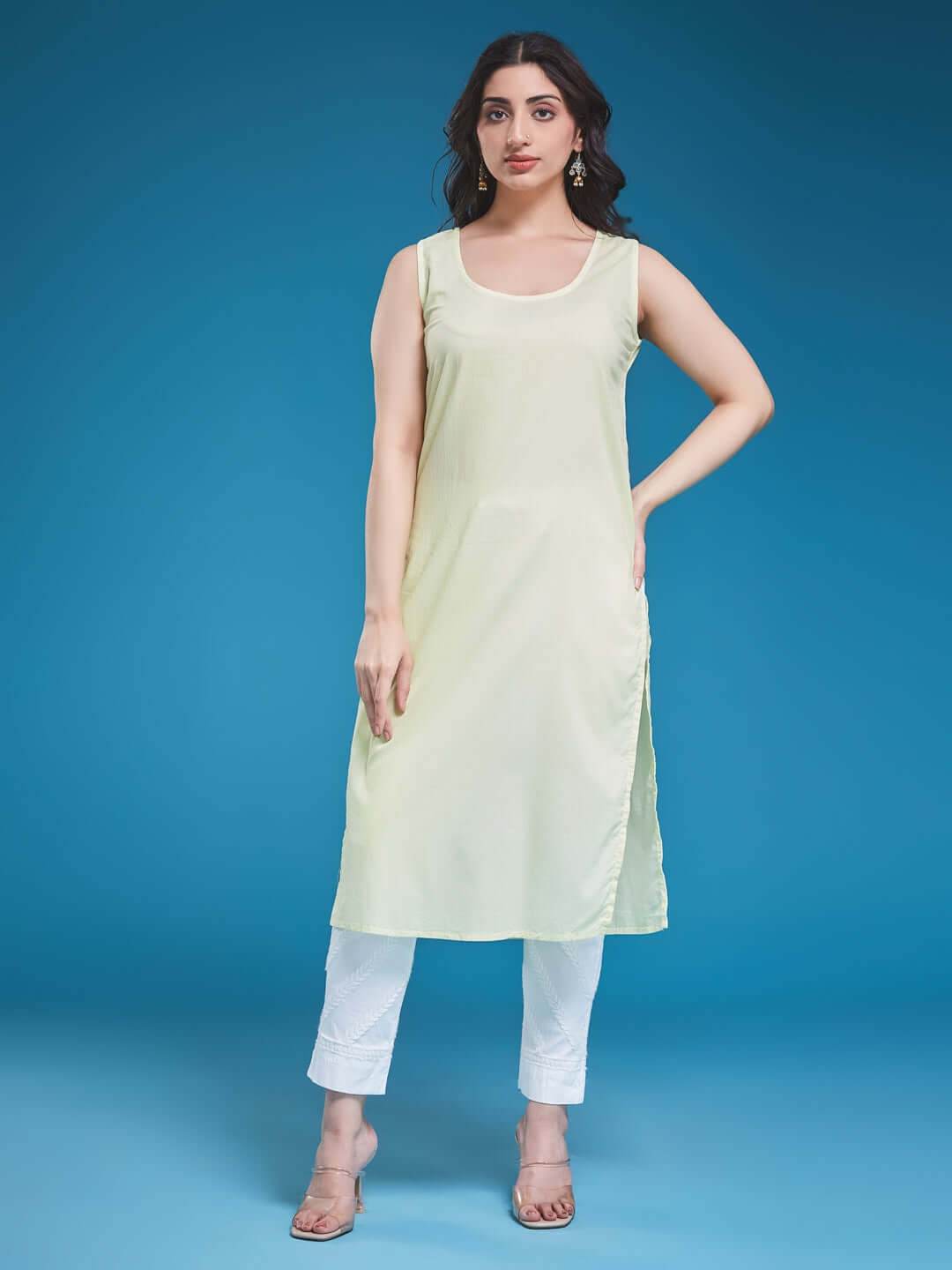 AAINA Chikankari Modal Kurta - KRI CHIKANKARI