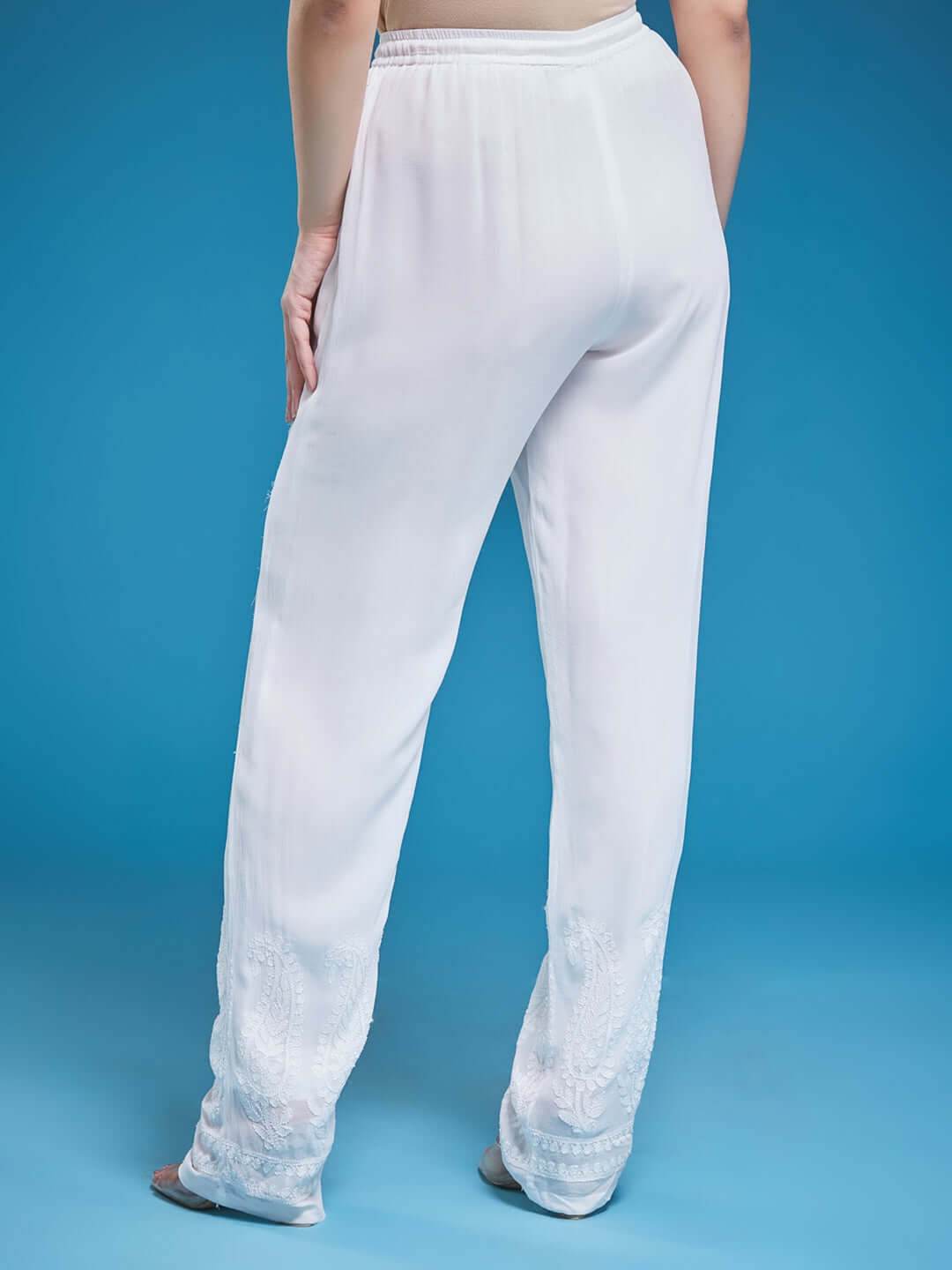 AAMBI Chikankari Georgette Pant - KRI CHIKANKARI