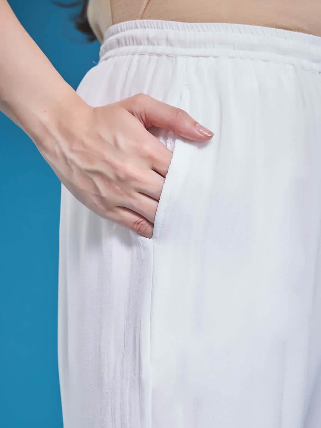 AAMBI Chikankari Georgette Pant - KRI CHIKANKARI