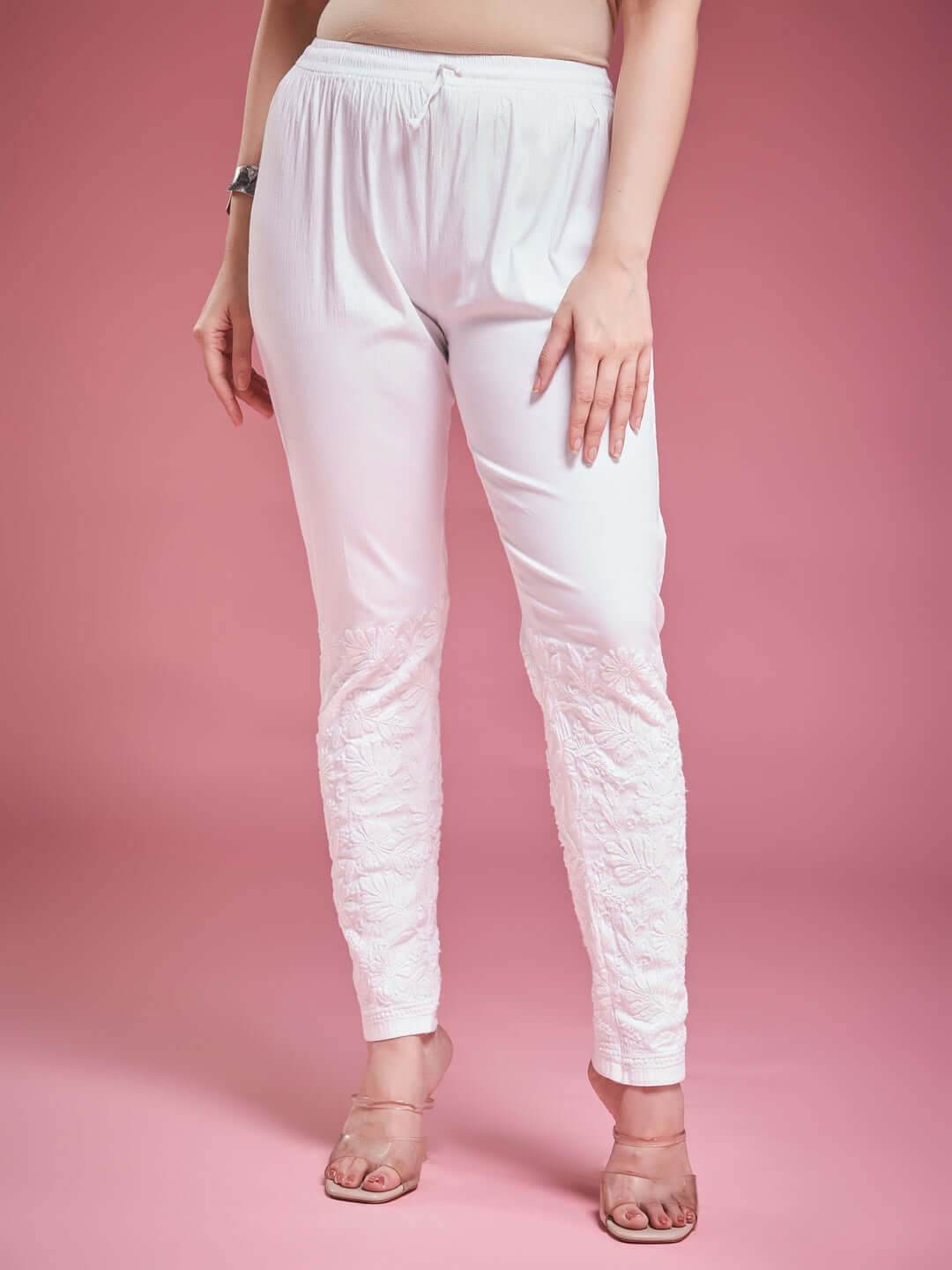 AASHNA Chikankari Lycra Pant - KRI CHIKANKARI