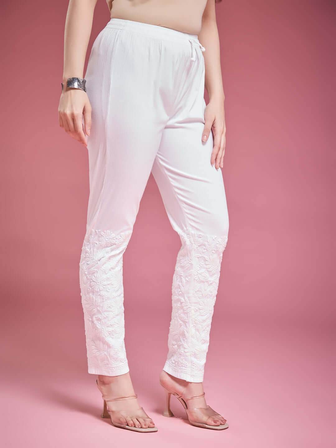 AASHNA Chikankari Lycra Pant - KRI CHIKANKARI
