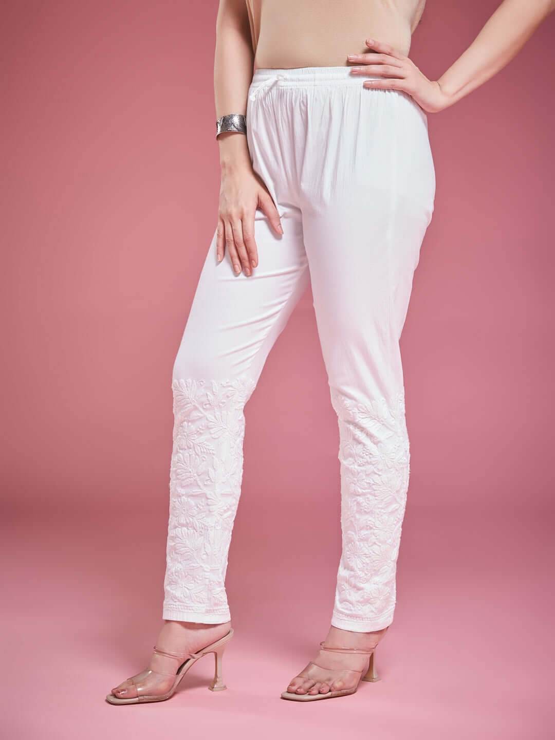AASHNA Chikankari Lycra Pant - KRI CHIKANKARI