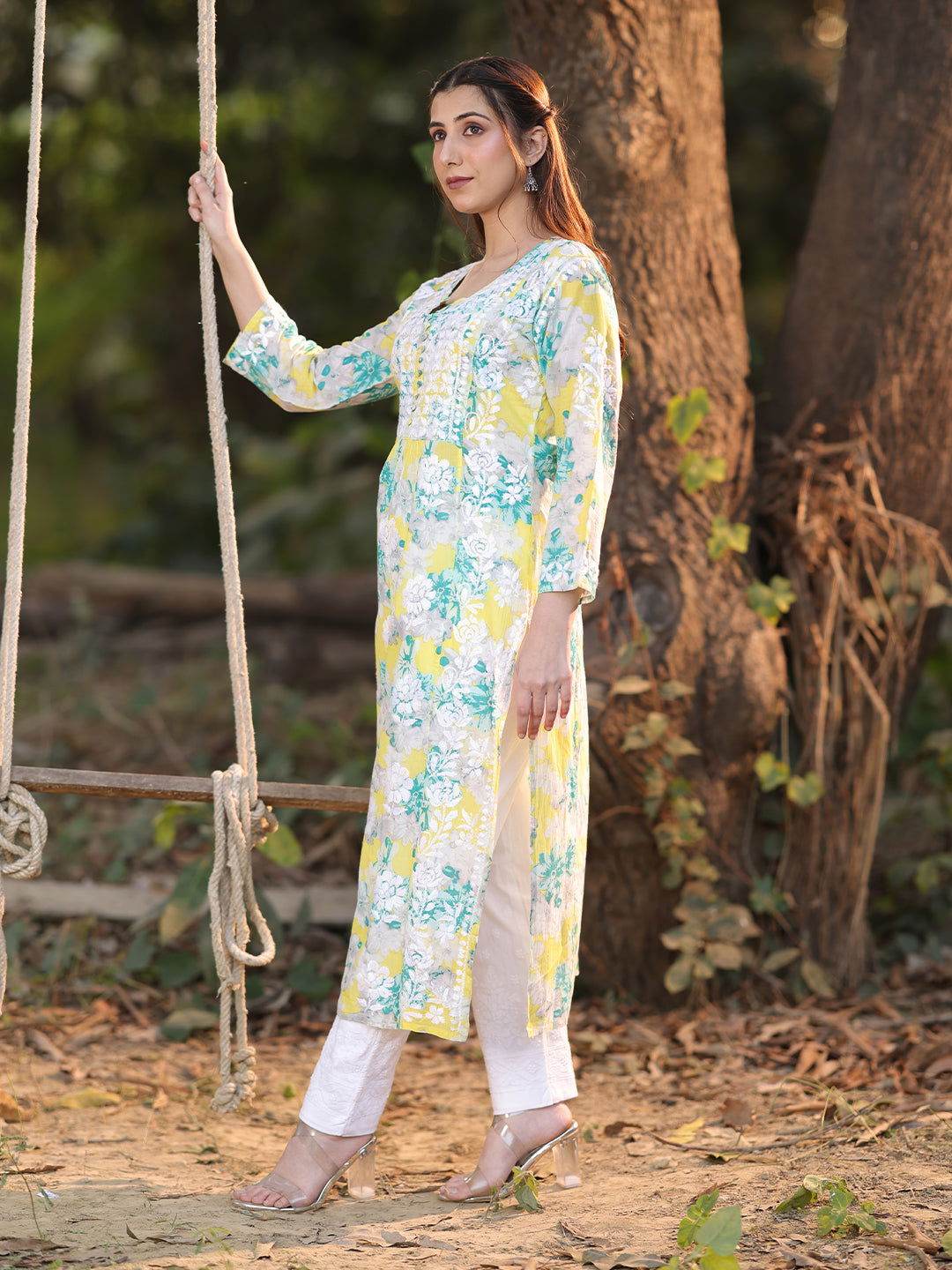 ALEEZA Chikankari Cotton Kurta - KRI CHIKANKARI