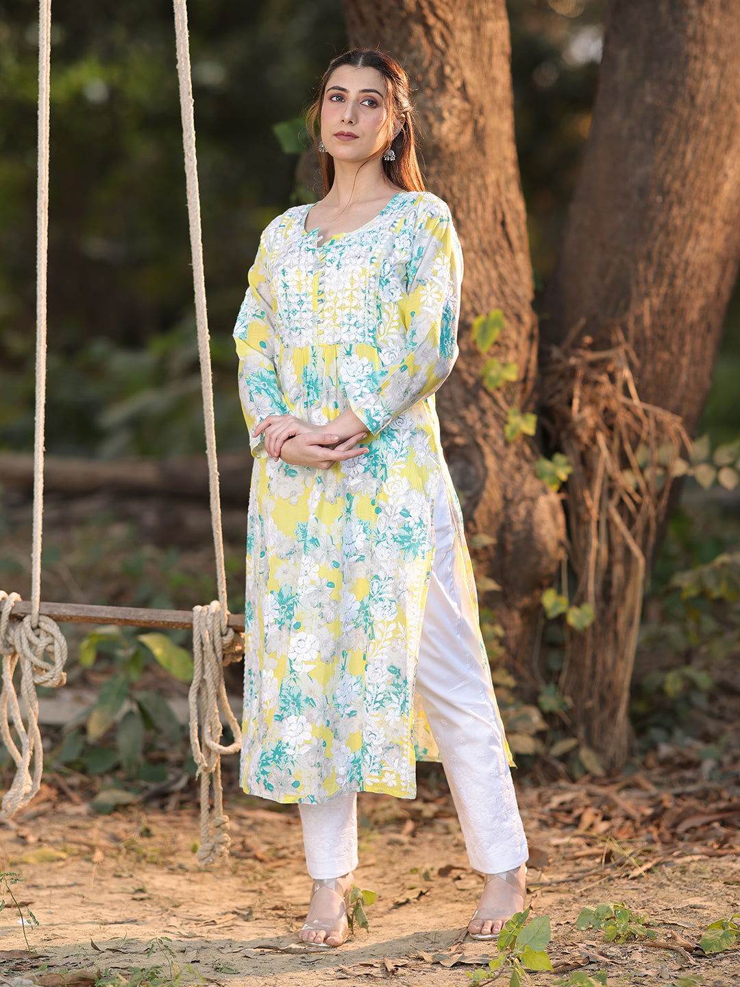 ALEEZA Chikankari Cotton Kurta - KRI CHIKANKARI
