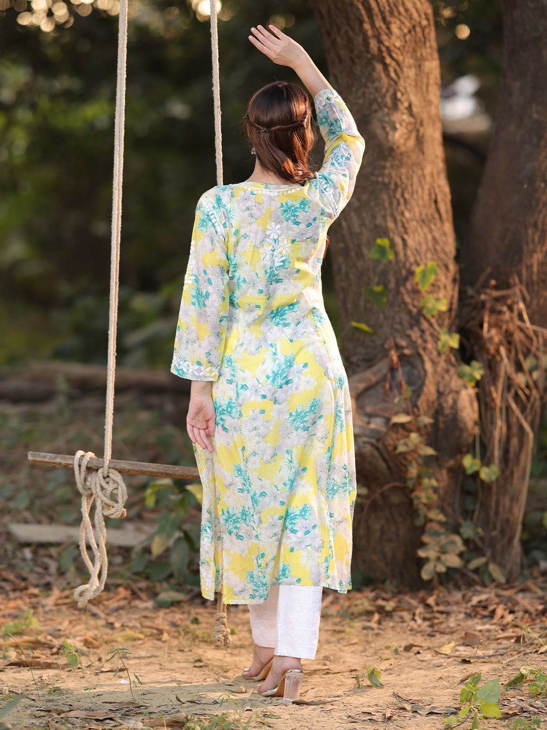 ALEEZA Chikankari Cotton Kurta - KRI CHIKANKARI