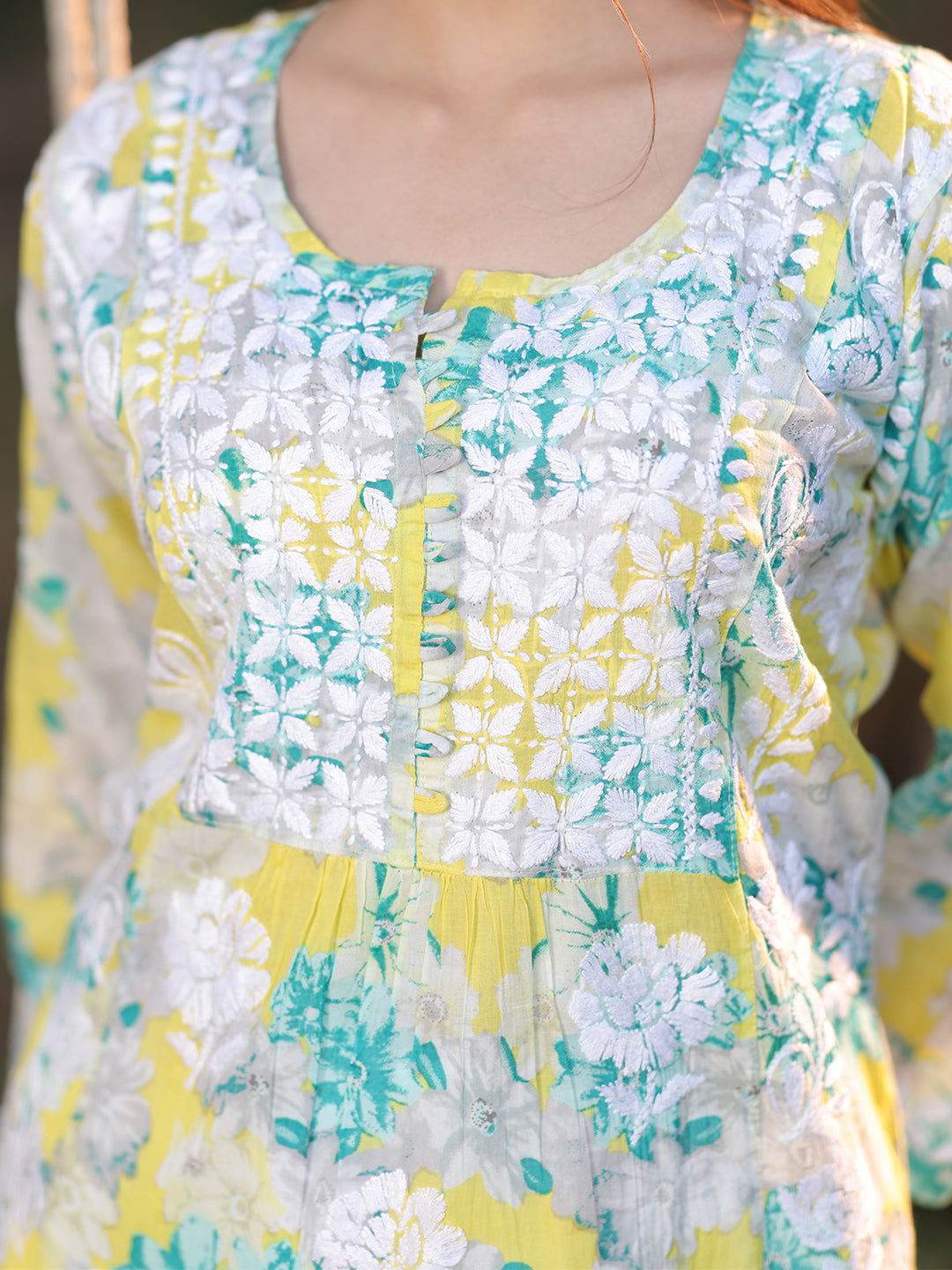 ALEEZA Chikankari Cotton Kurta - KRI CHIKANKARI