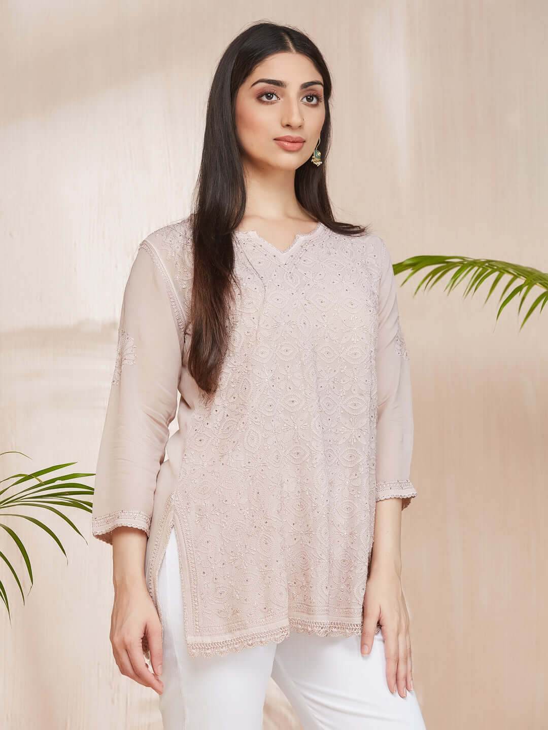 ALISHA Chikankari Straight Top - KRI CHIKANKARI