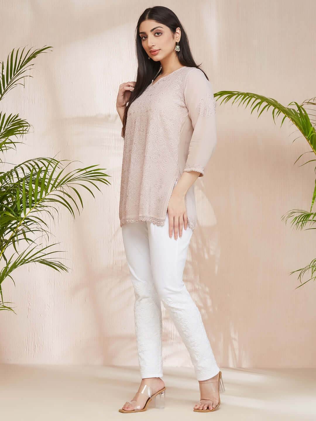 ALISHA Chikankari Straight Top - KRI CHIKANKARI
