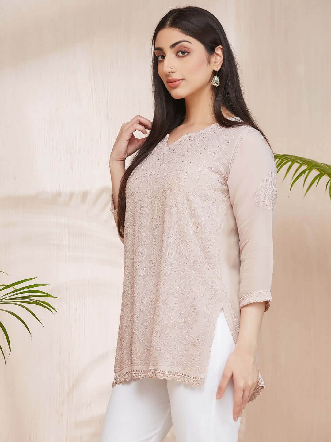 ALISHA Chikankari Straight Top - KRI CHIKANKARI